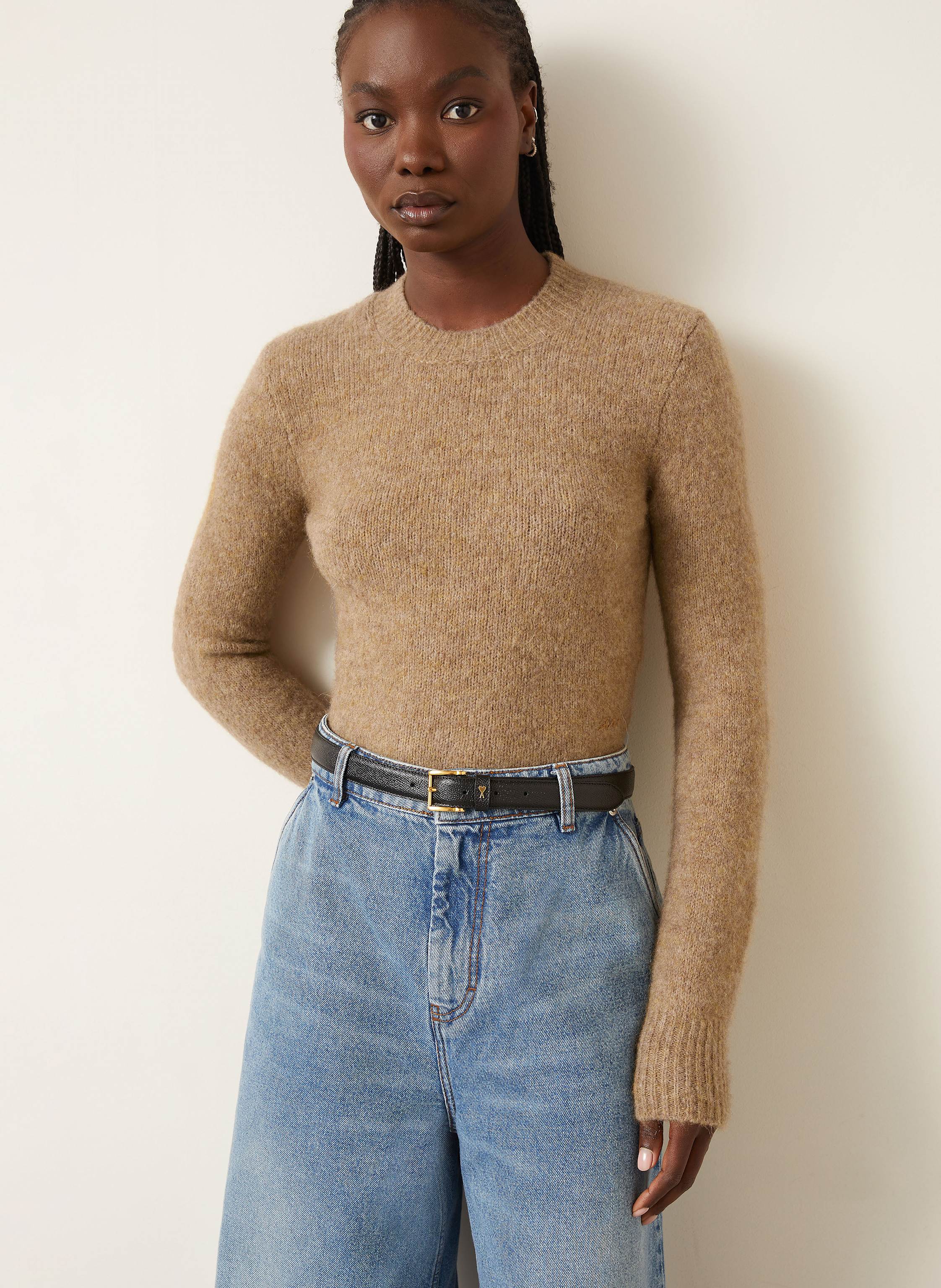 Thumbnail - Ami Paris Pullover Mit Merinowolle Und Alpaka braun