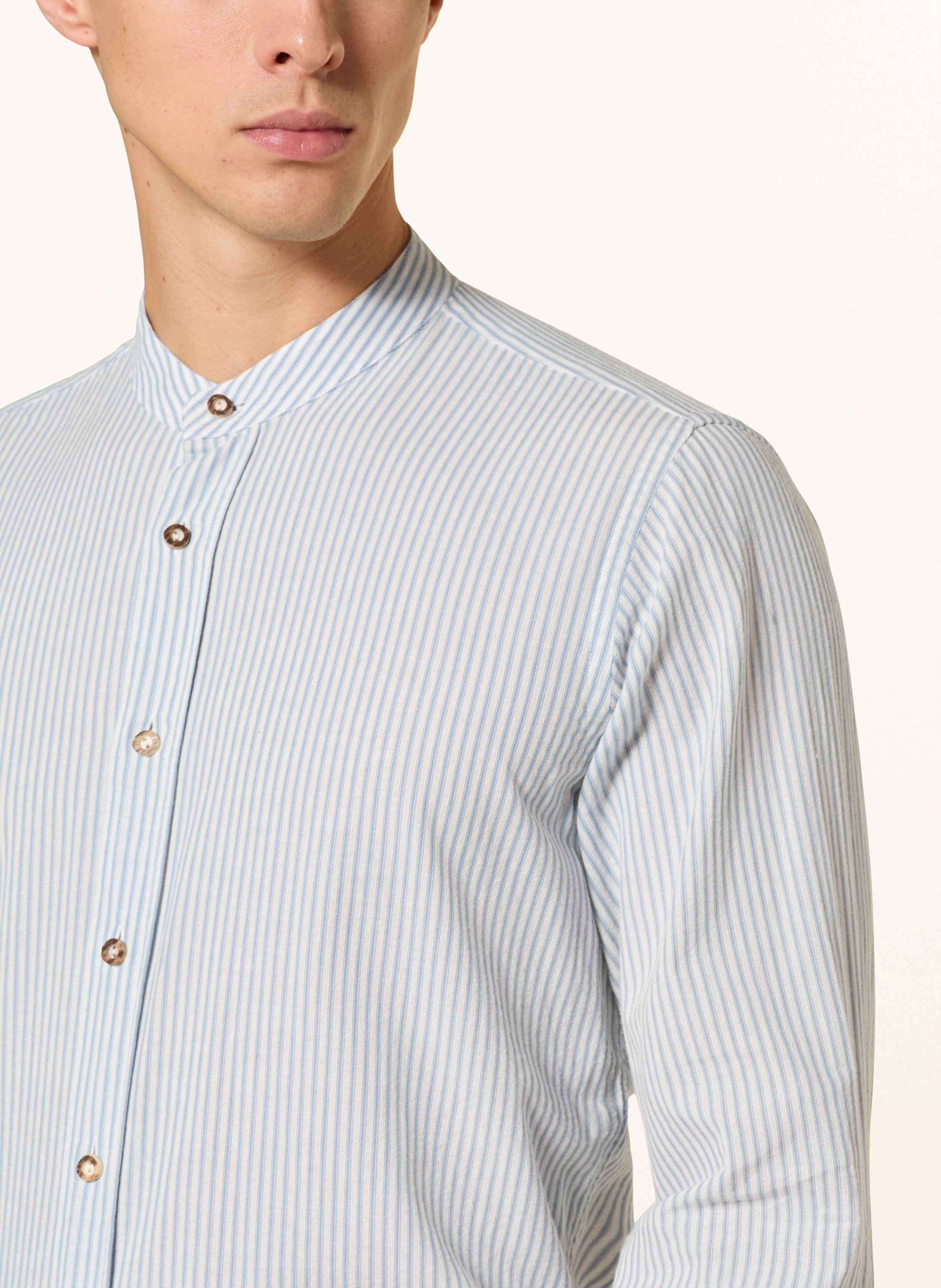 Thumbnail - du4 Trachtenhemd Hansi Slim Fit Mit Stehkragen blau