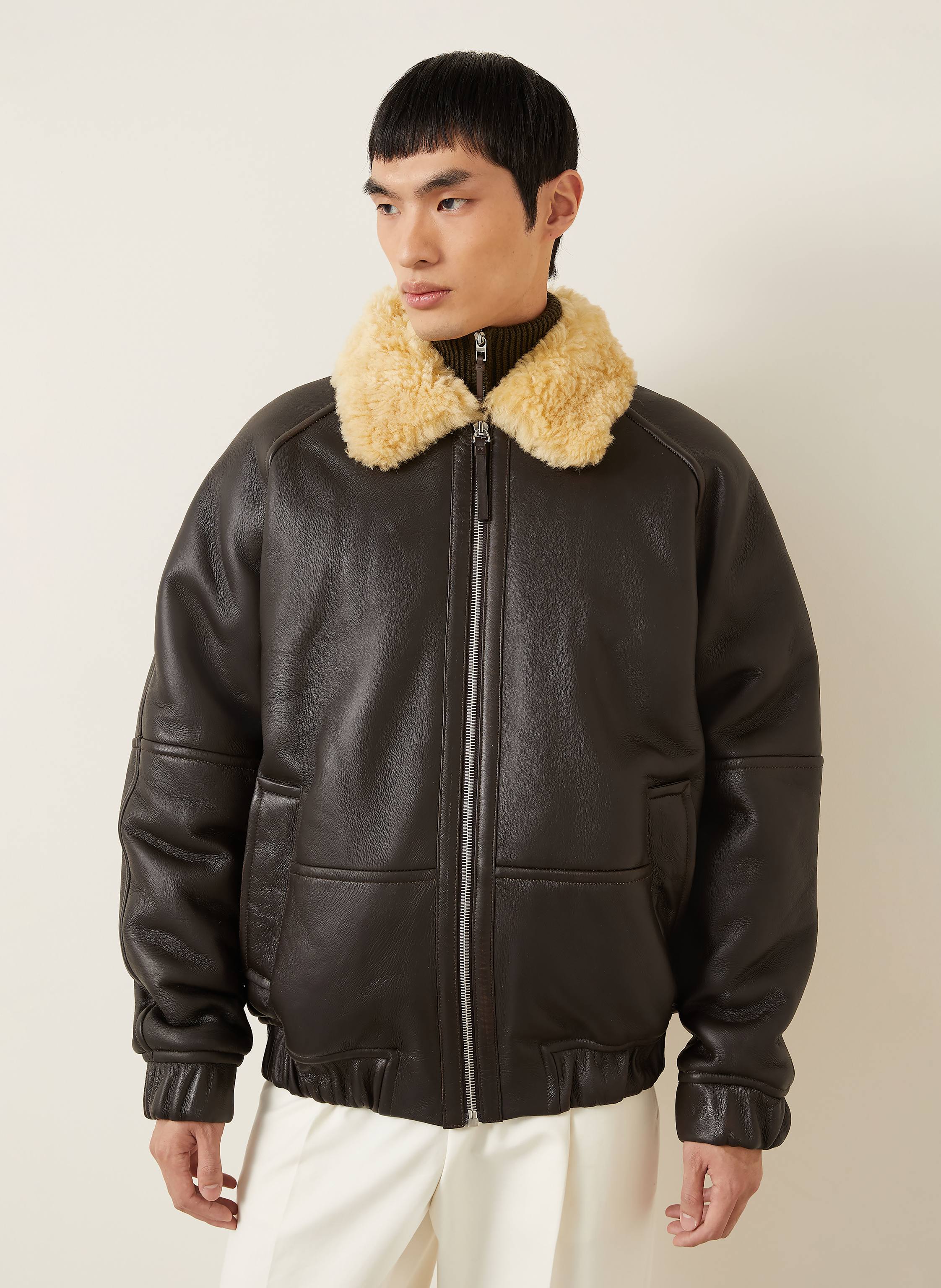 Thumbnail - Jacquemus Lederjacke Le Bombardier braun