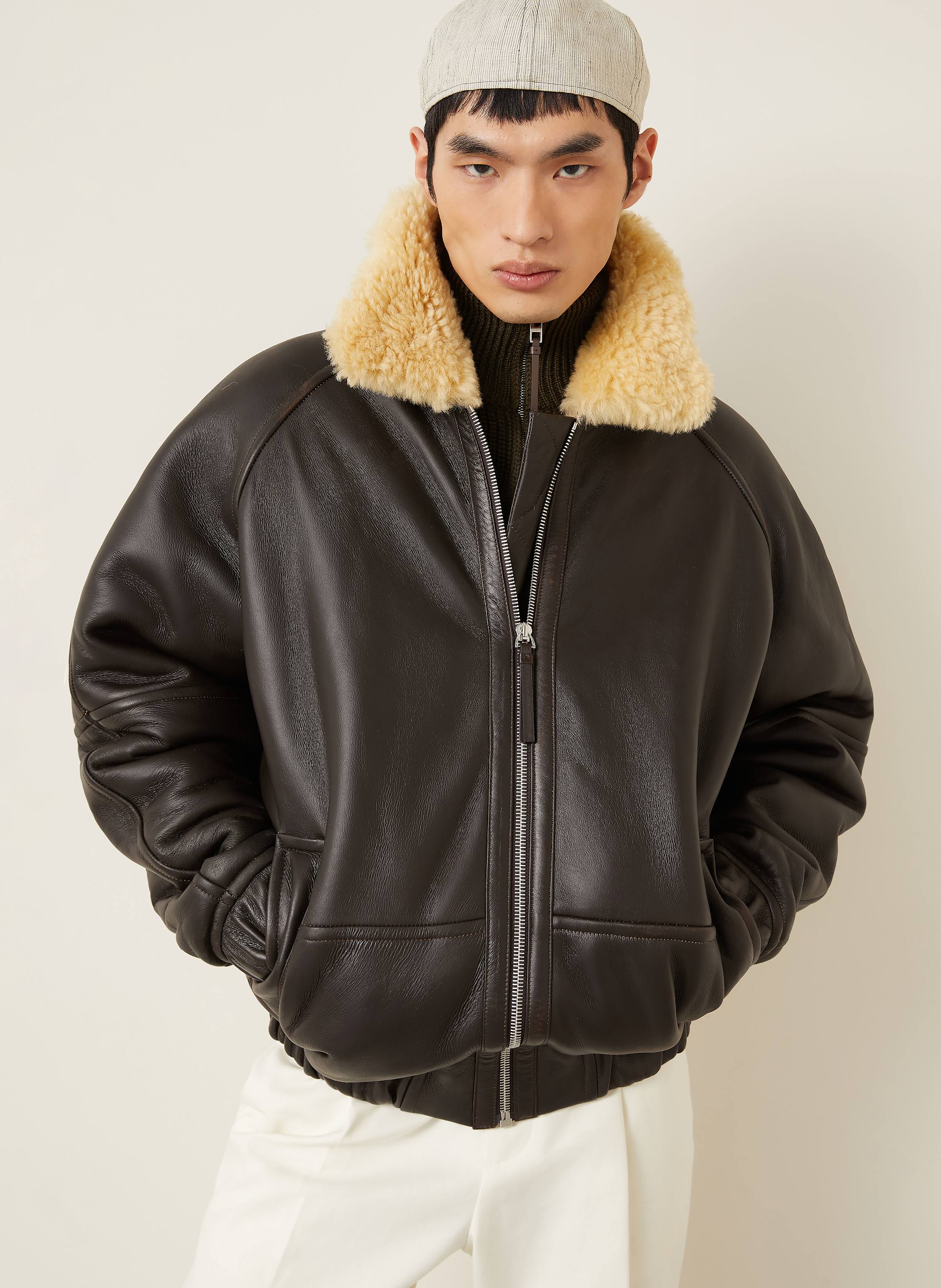 Thumbnail - Jacquemus Lederjacke Le Bombardier braun