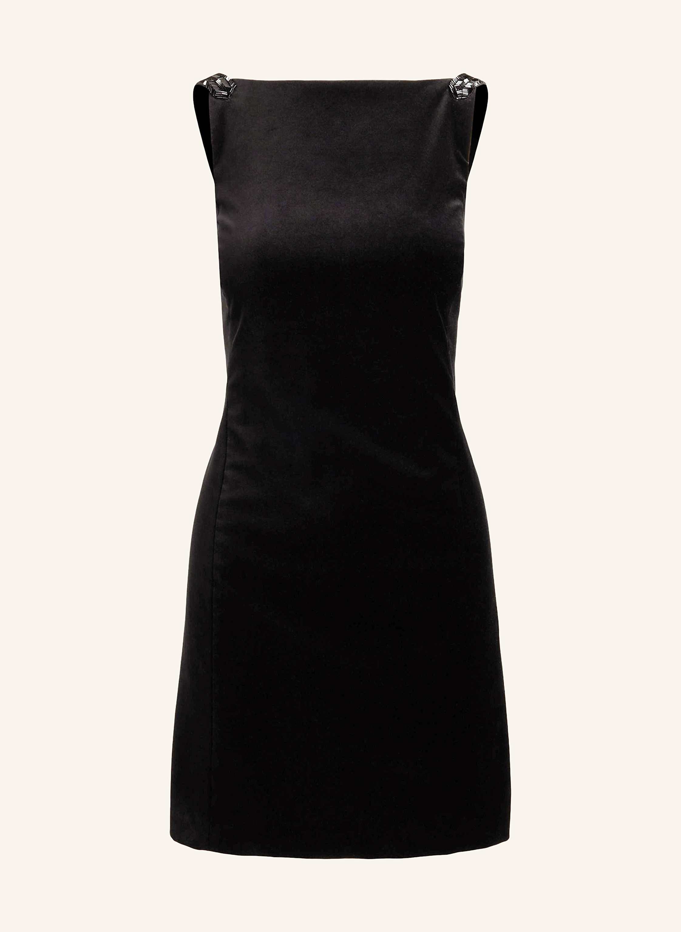 LAUREN RALPH LAUREN Cocktailkleid aus Samt mit Schmucksteinen — welche Kleidung den Bauch oder die Bauchpartie kaschiert