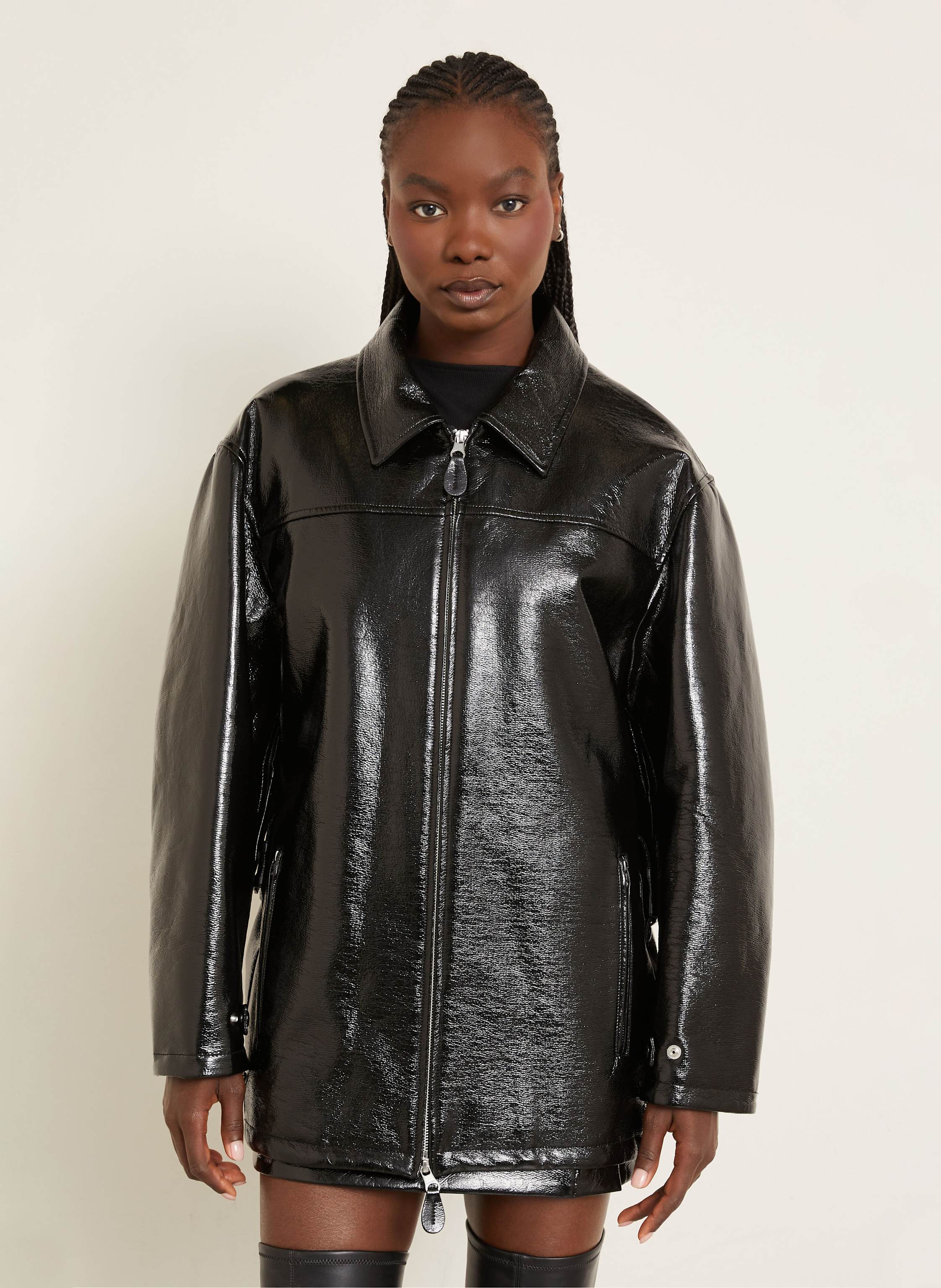 Thumbnail - Courrèges Jacke In Lederoptik schwarz