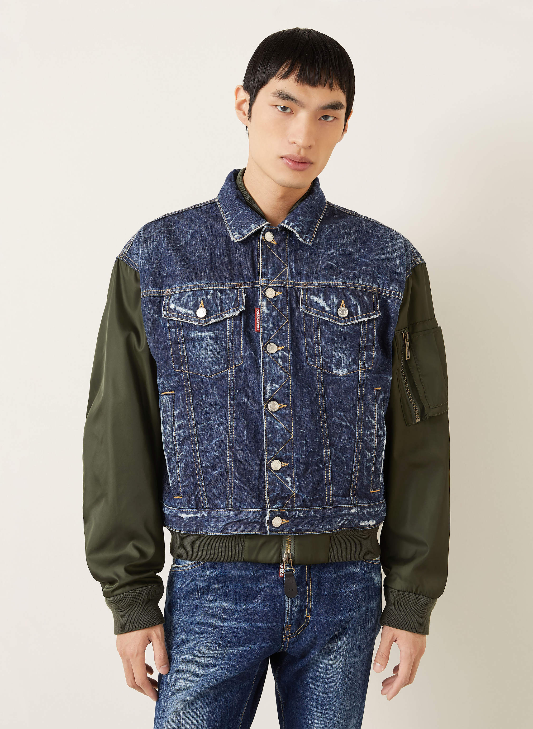 Thumbnail - dsquared2 Jeansjacke Im Materialmix blau