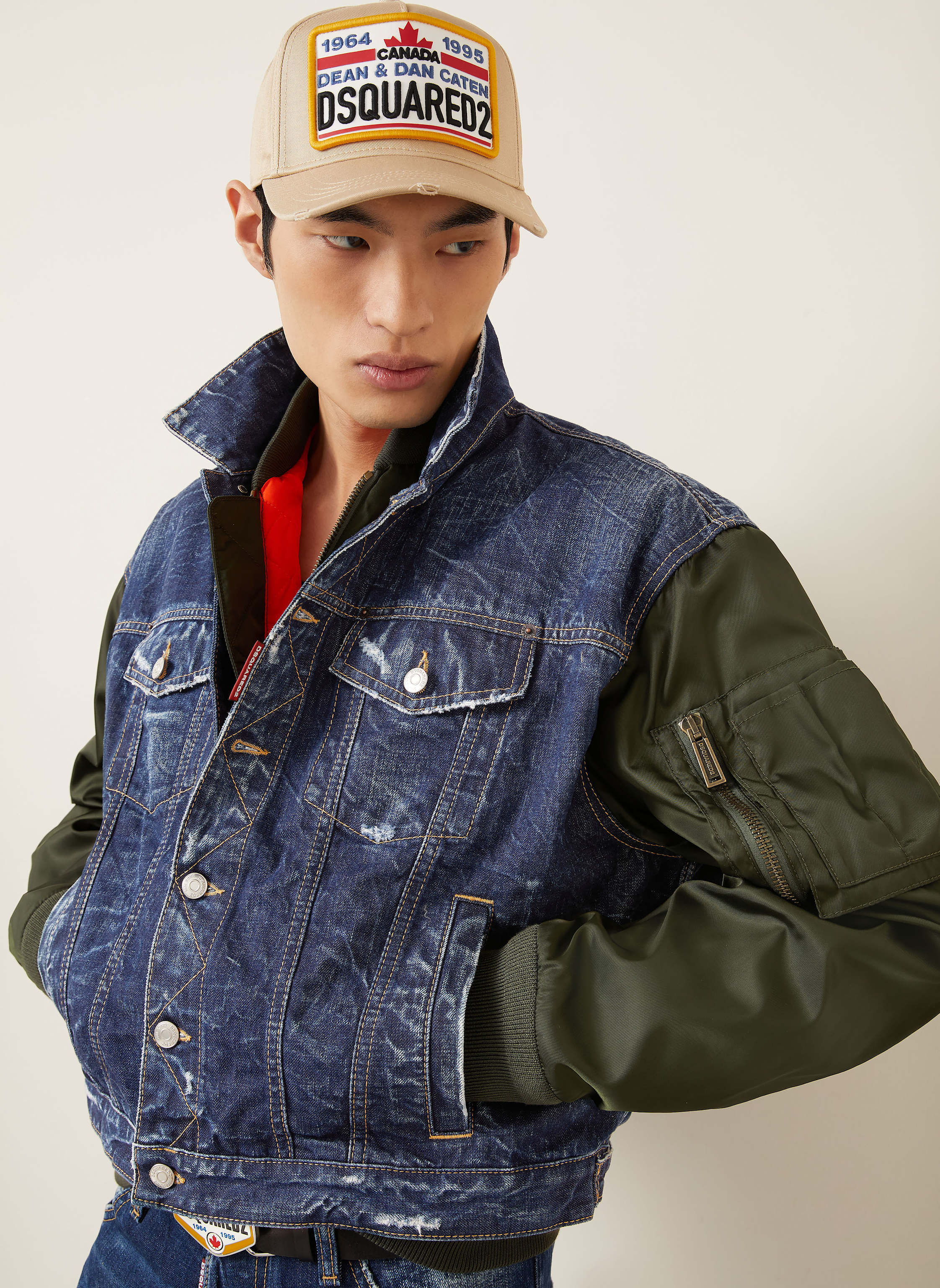 Thumbnail - dsquared2 Jeansjacke Im Materialmix blau