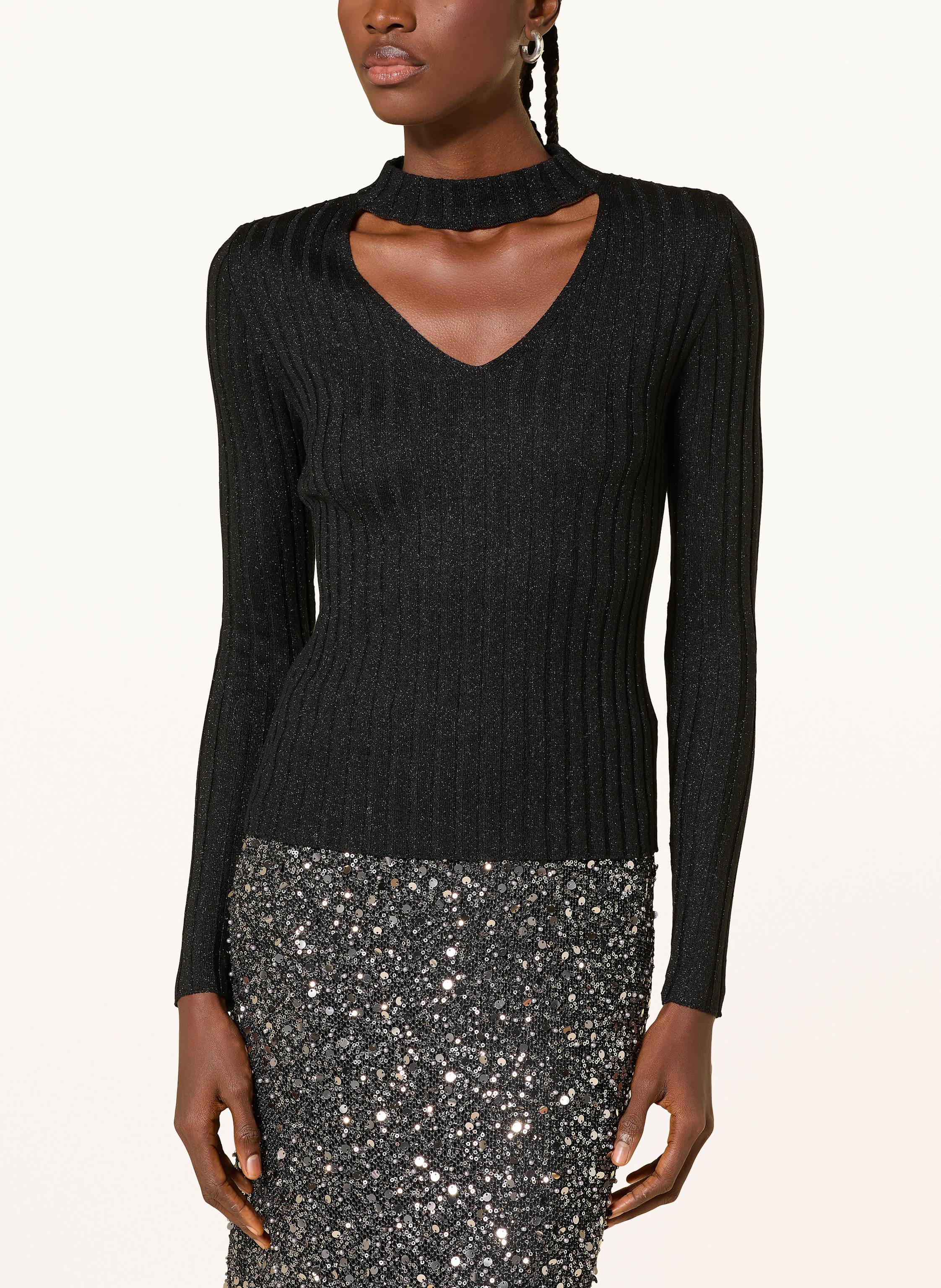Thumbnail - Riani Pullover Mit Cut-Outs Und Glitzergarn schwarz