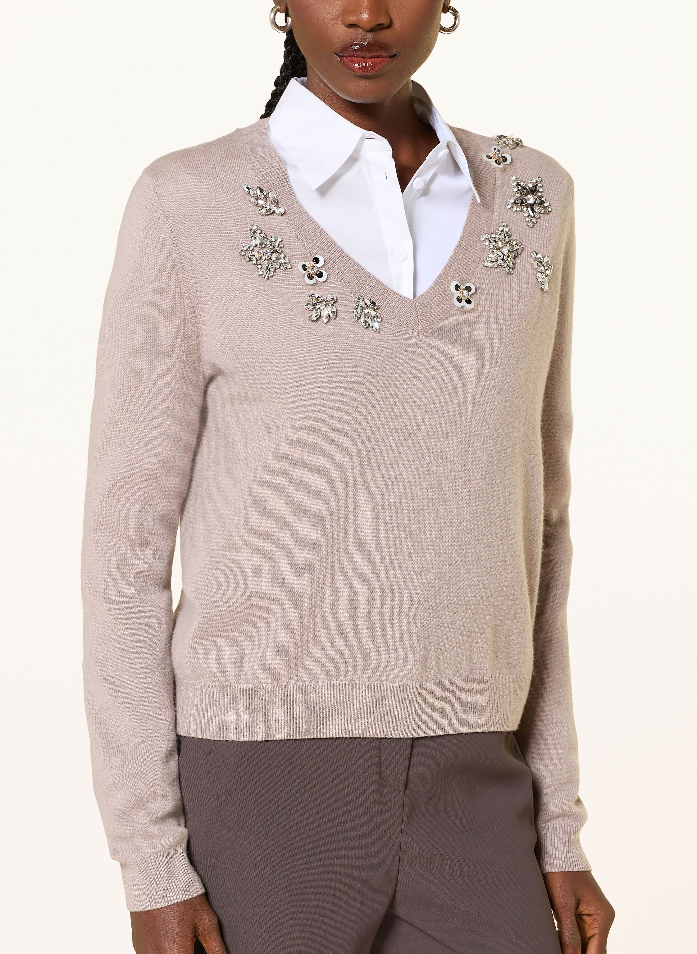 Thumbnail - Riani Pullover Mit Cashmere Und Schmucksteinen beige