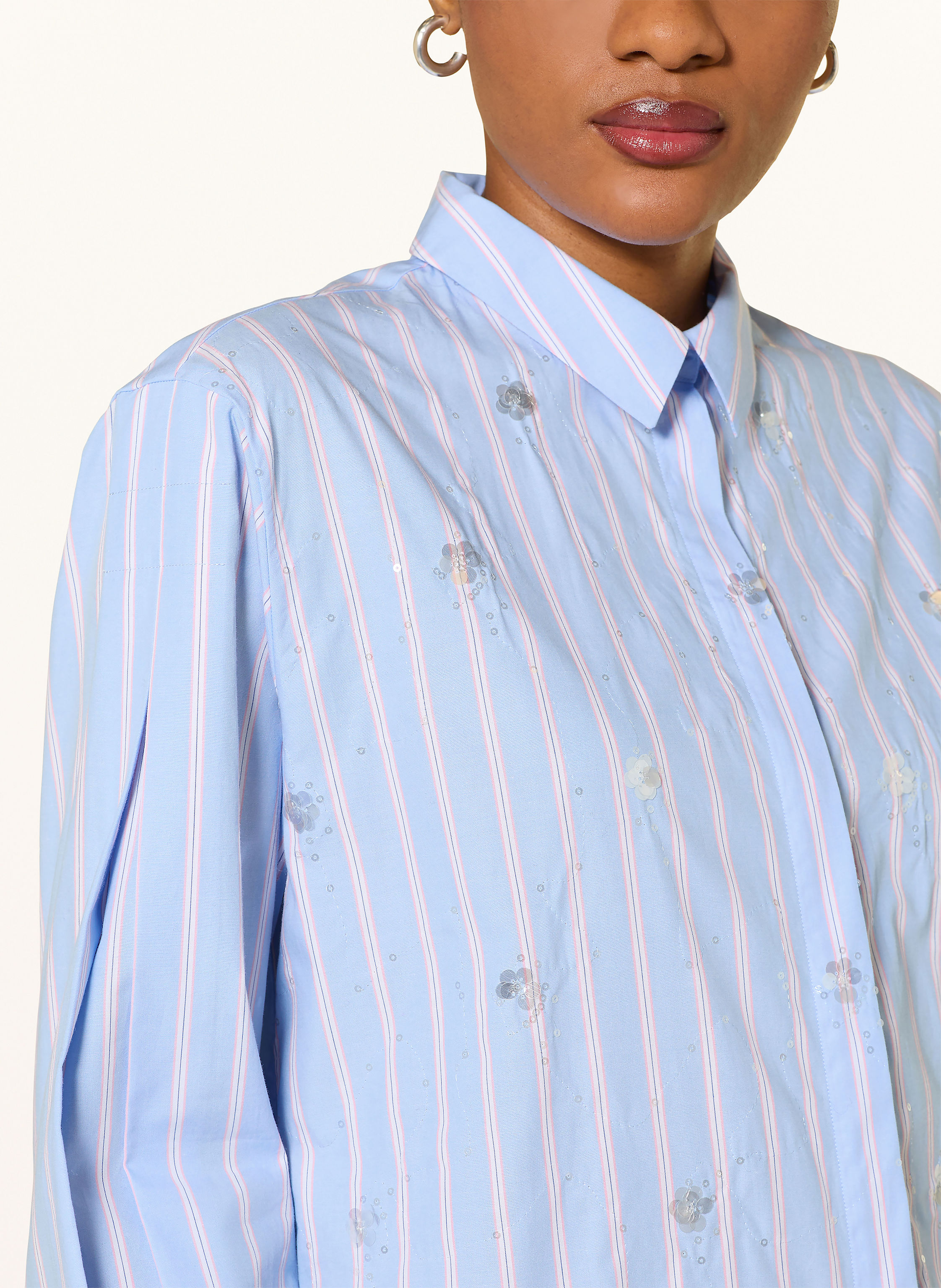 Thumbnail - Riani Oversized-Hemdbluse Mit Pailletten blau