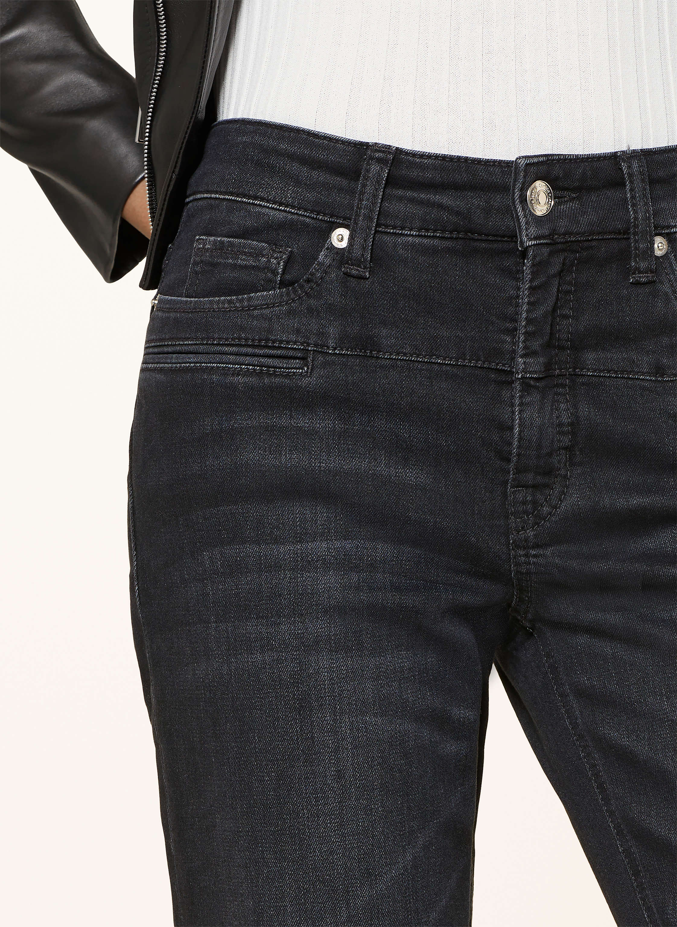 Thumbnail - Cambio Cropped Jeans Pearlie schwarz