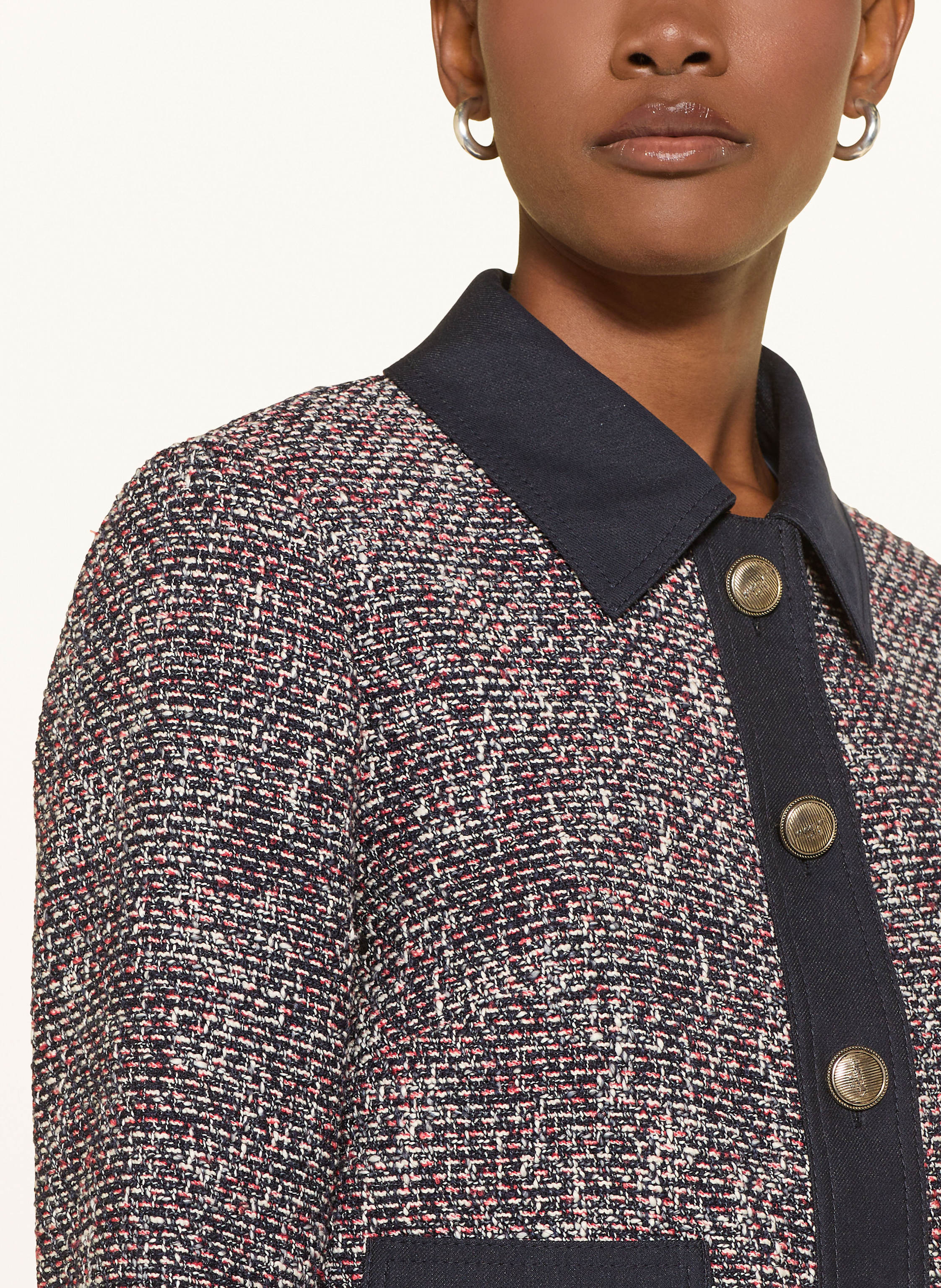 Thumbnail - Marc Cain Kastenjacke Aus Tweed Mit Glitzergarn blau