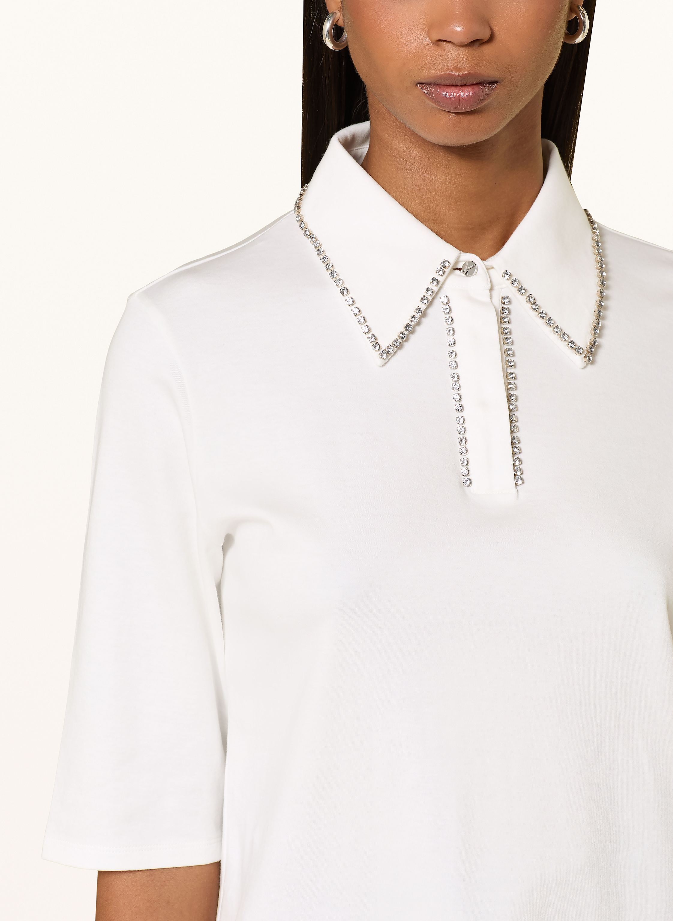 Thumbnail - Marc Cain Blusenshirt Mit Schmucksteinbesatz Und 3/4-Arm weiss