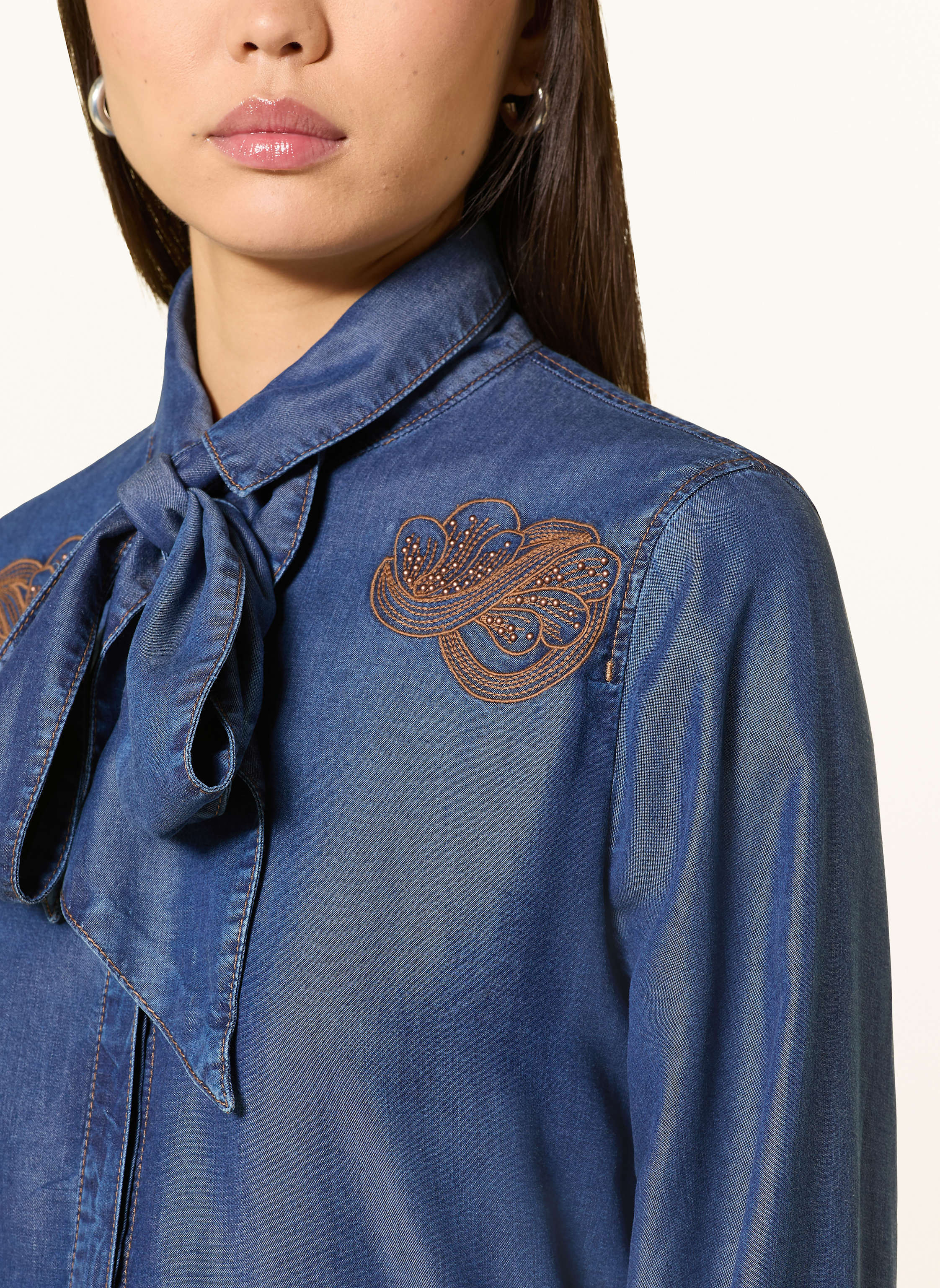 Thumbnail - Marc Cain Bluse Mit Abnehmbarer Schluppe blau