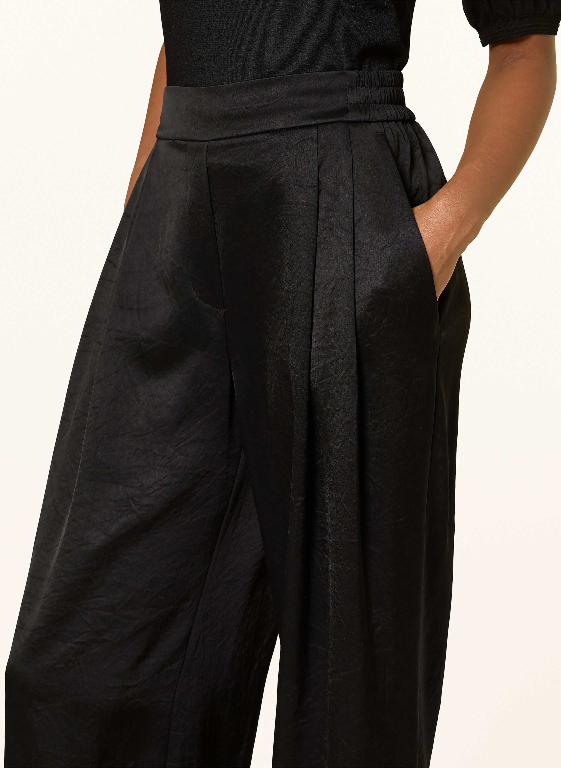 Thumbnail - Marc Cain Marlenehose Wedi Aus Satin schwarz