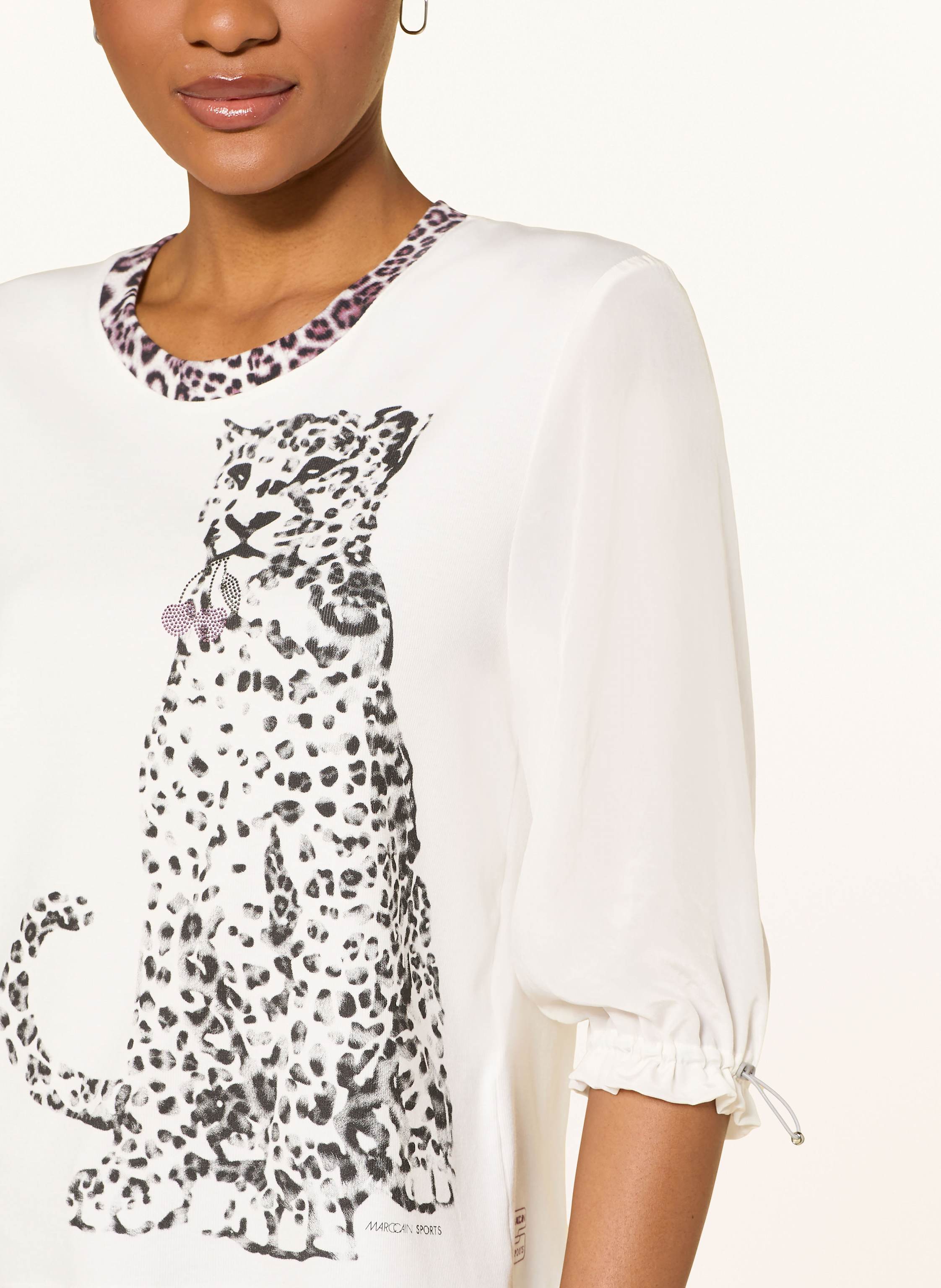 Thumbnail - Marc Cain Shirt Mit 3/4-Arm Und Schmucksteinen weiss