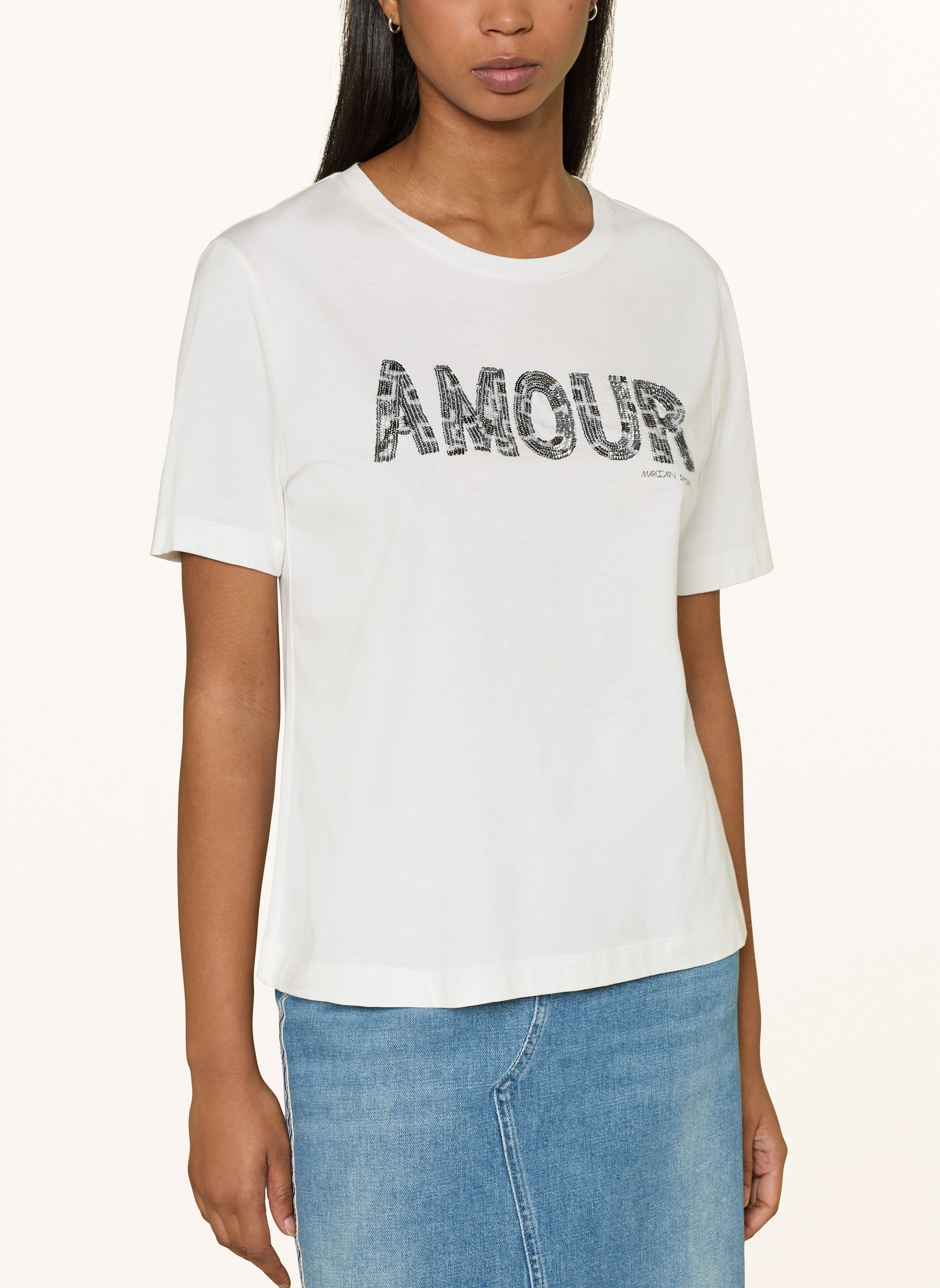Thumbnail - Marc Cain T-Shirt Mit Schmucksteinen weiss