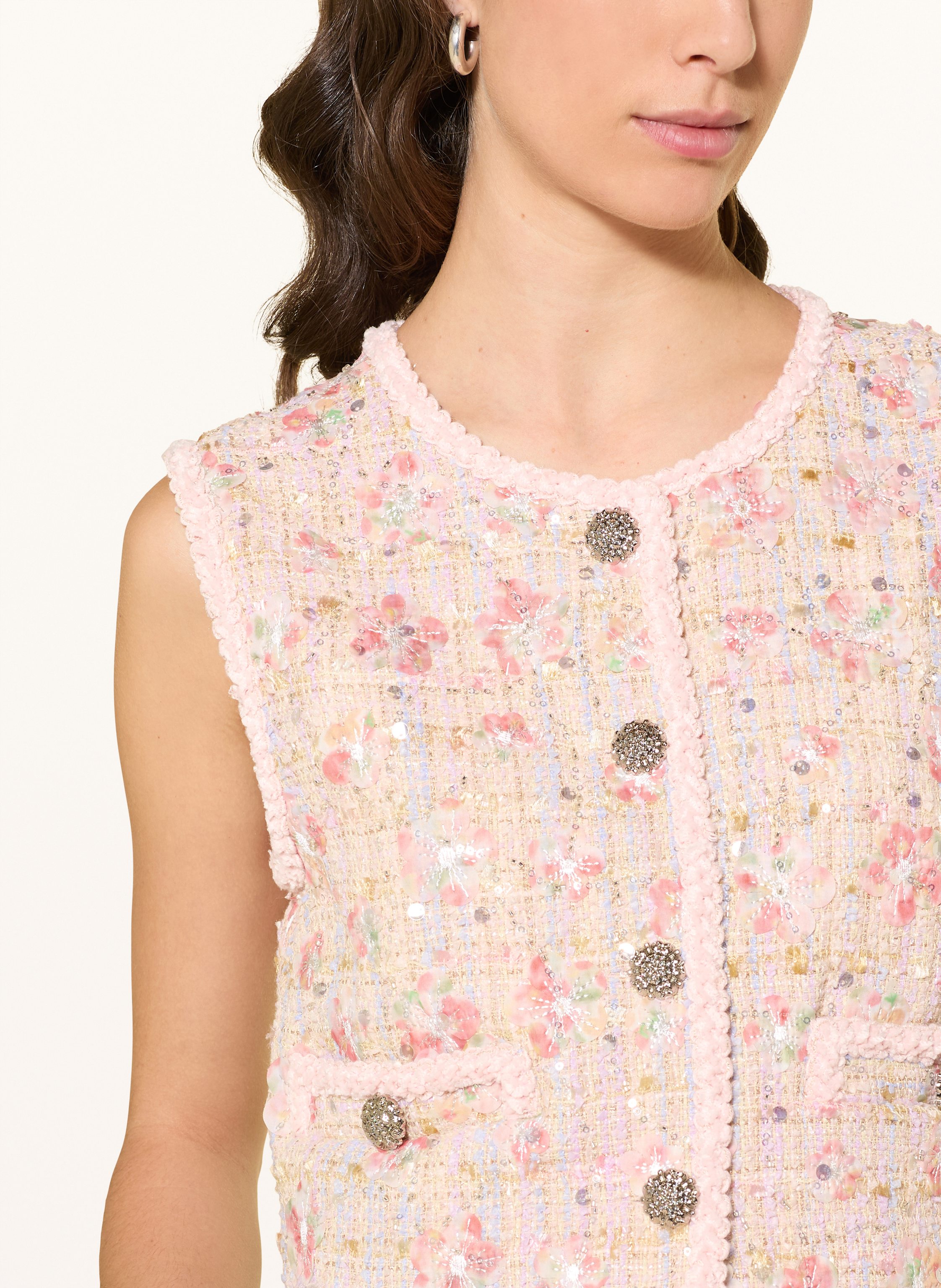 Thumbnail - Mrs & Hugs Tweed-Weste Mit Pailletten Und Glitzergarn rosa