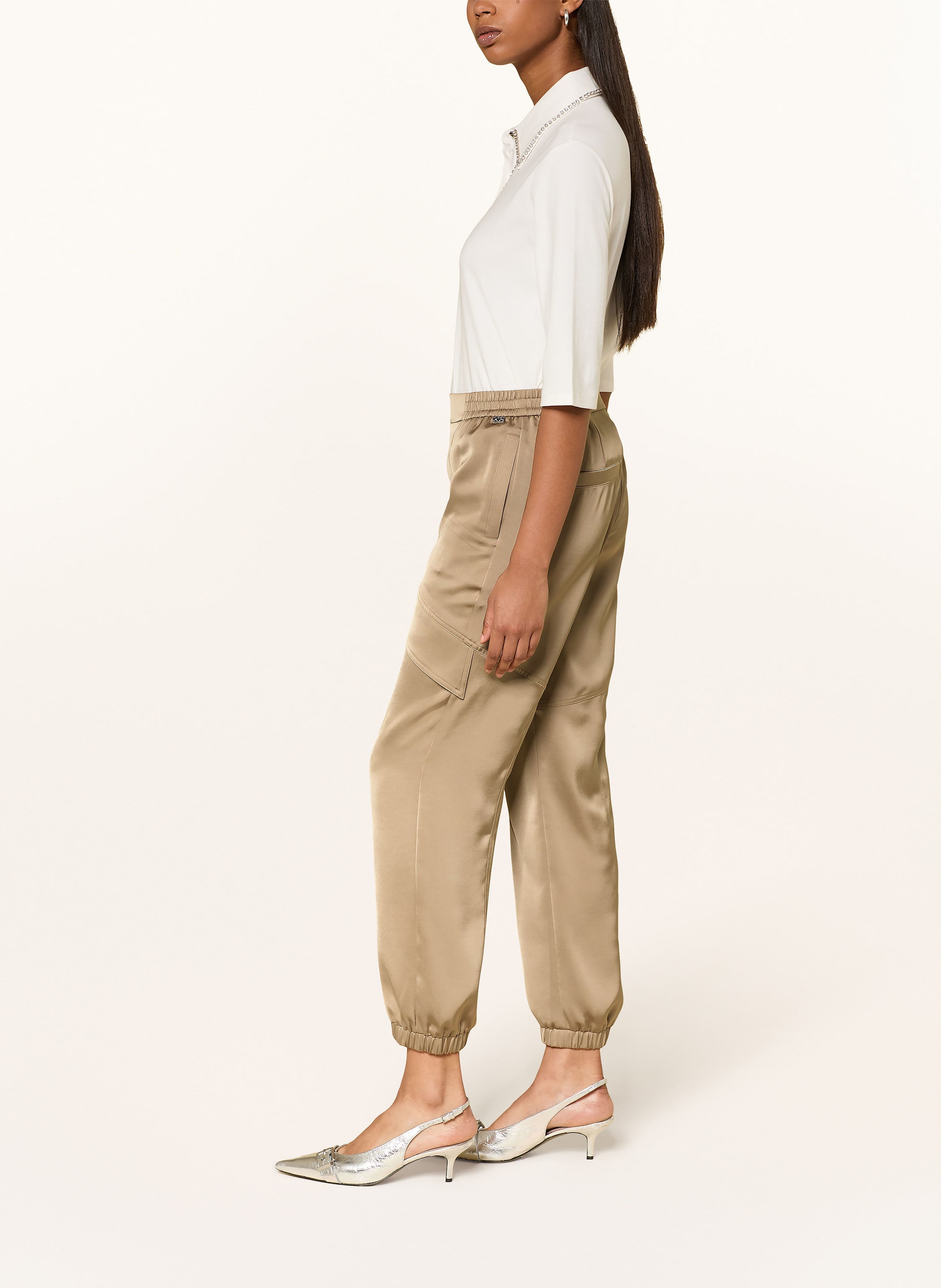 Thumbnail - Marc Cain Satinhose Rhodos Im Jogging-Stil beige