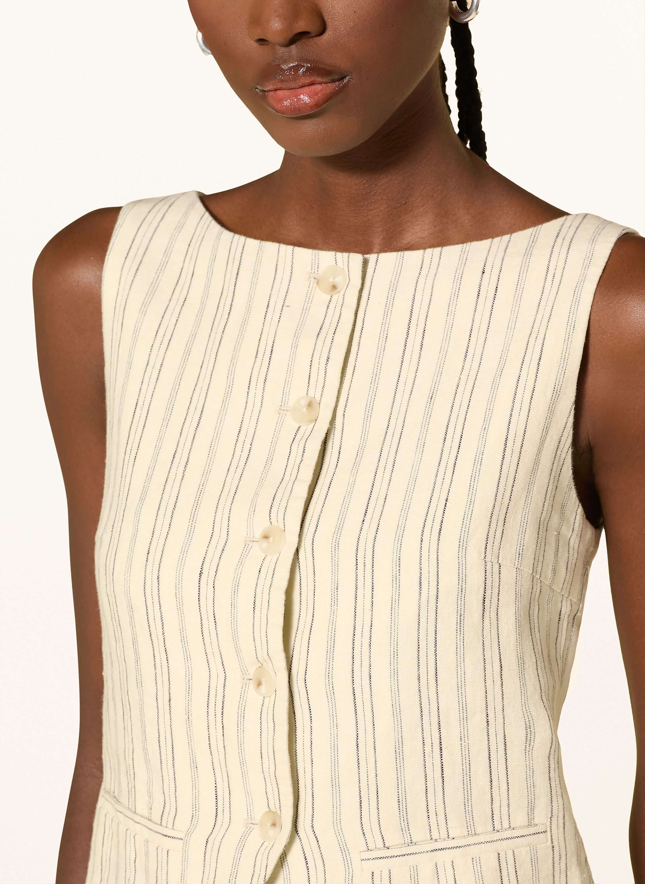 Thumbnail - Samsøe  Samsøe Blazerweste Saloves Aus Leinen weiss