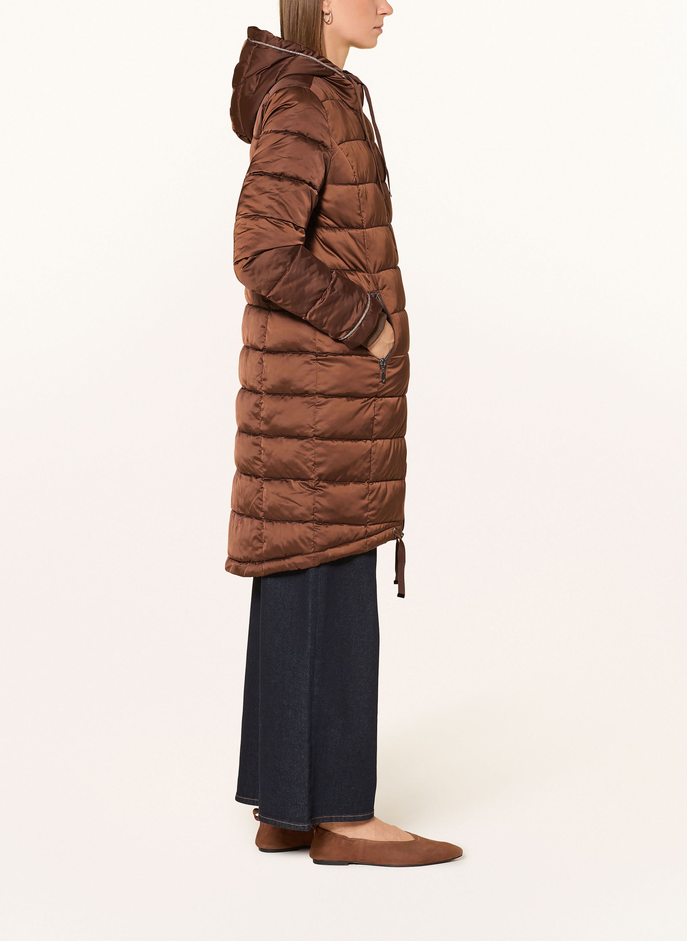 Thumbnail - Monari Steppmantel Mit Glitzergarn Und Schmucksteinen braun