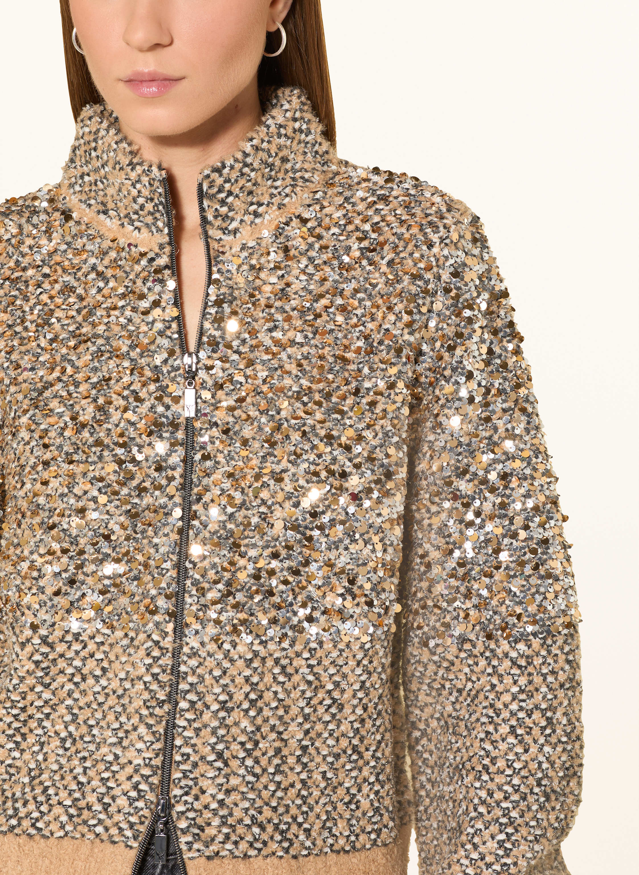 Thumbnail - Monari Strickjacke Mit Pailletten Und Glitzergarn gold