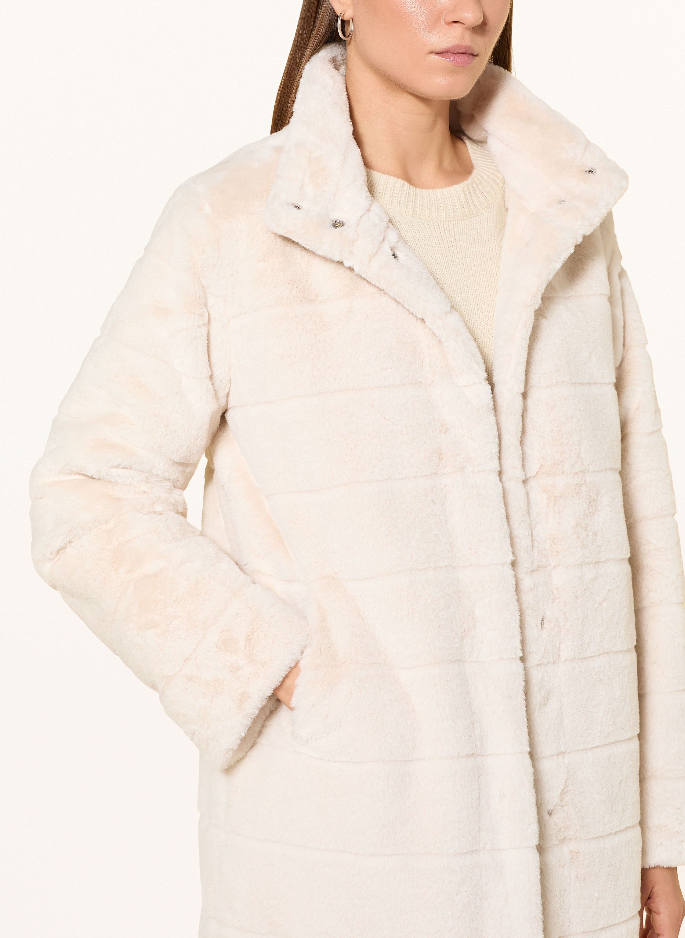 Thumbnail - Monari Kunstpelz-Mantel beige