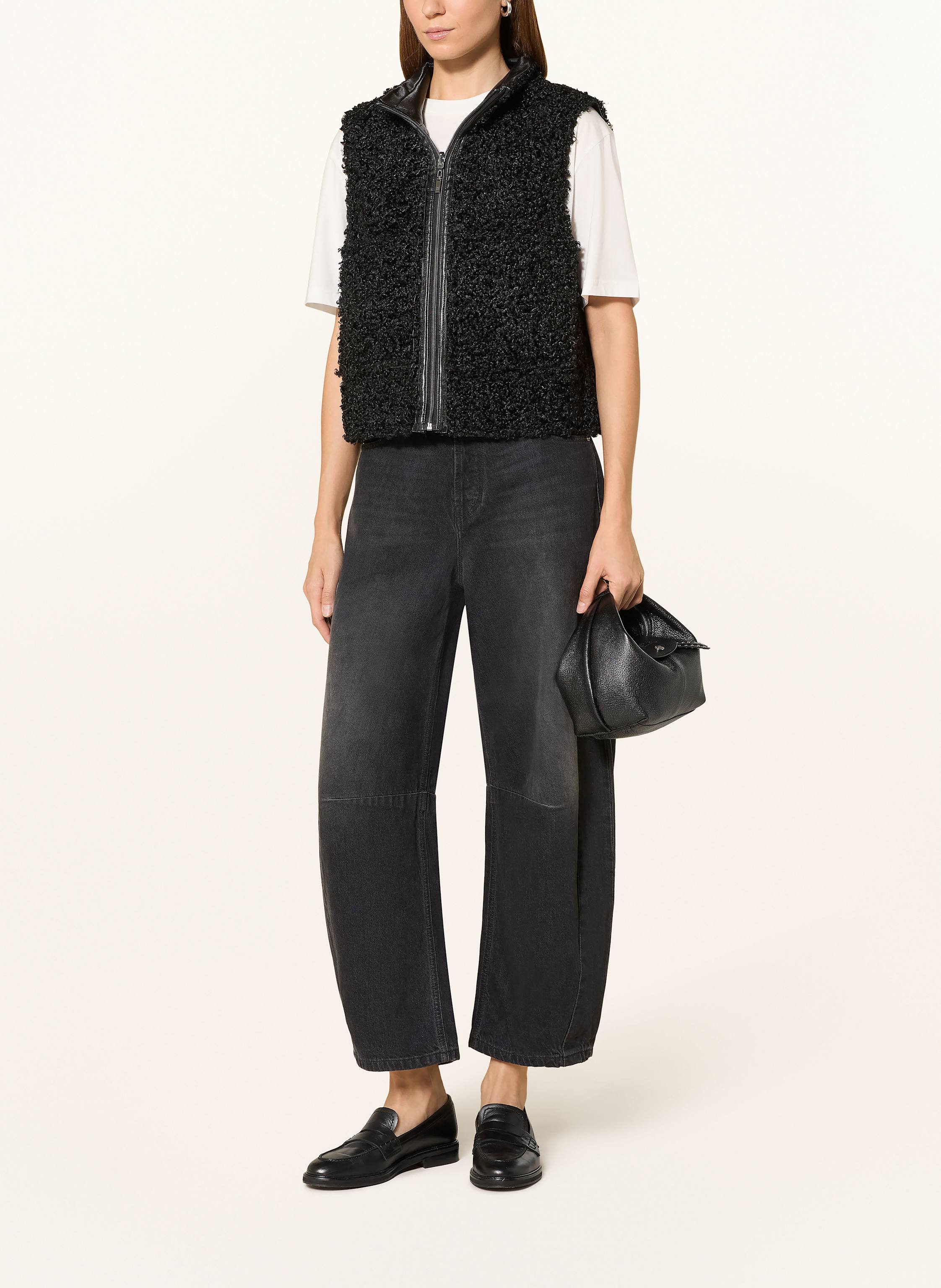 Thumbnail - Monari Weste Mit Teddyfell Zum Wenden schwarz