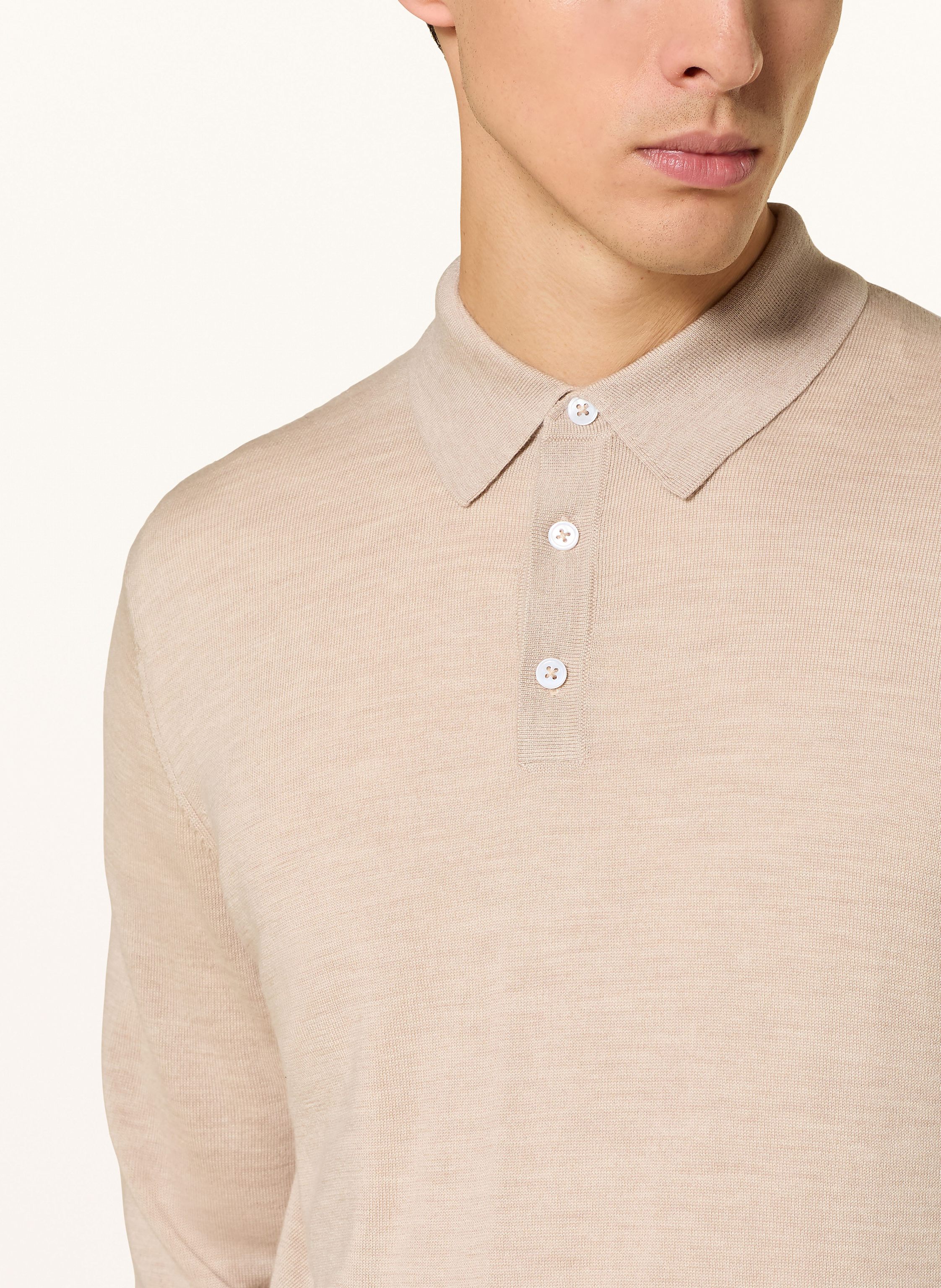 Thumbnail - Strokesman's Strick-Poloshirt Aus Merinowolle beige
