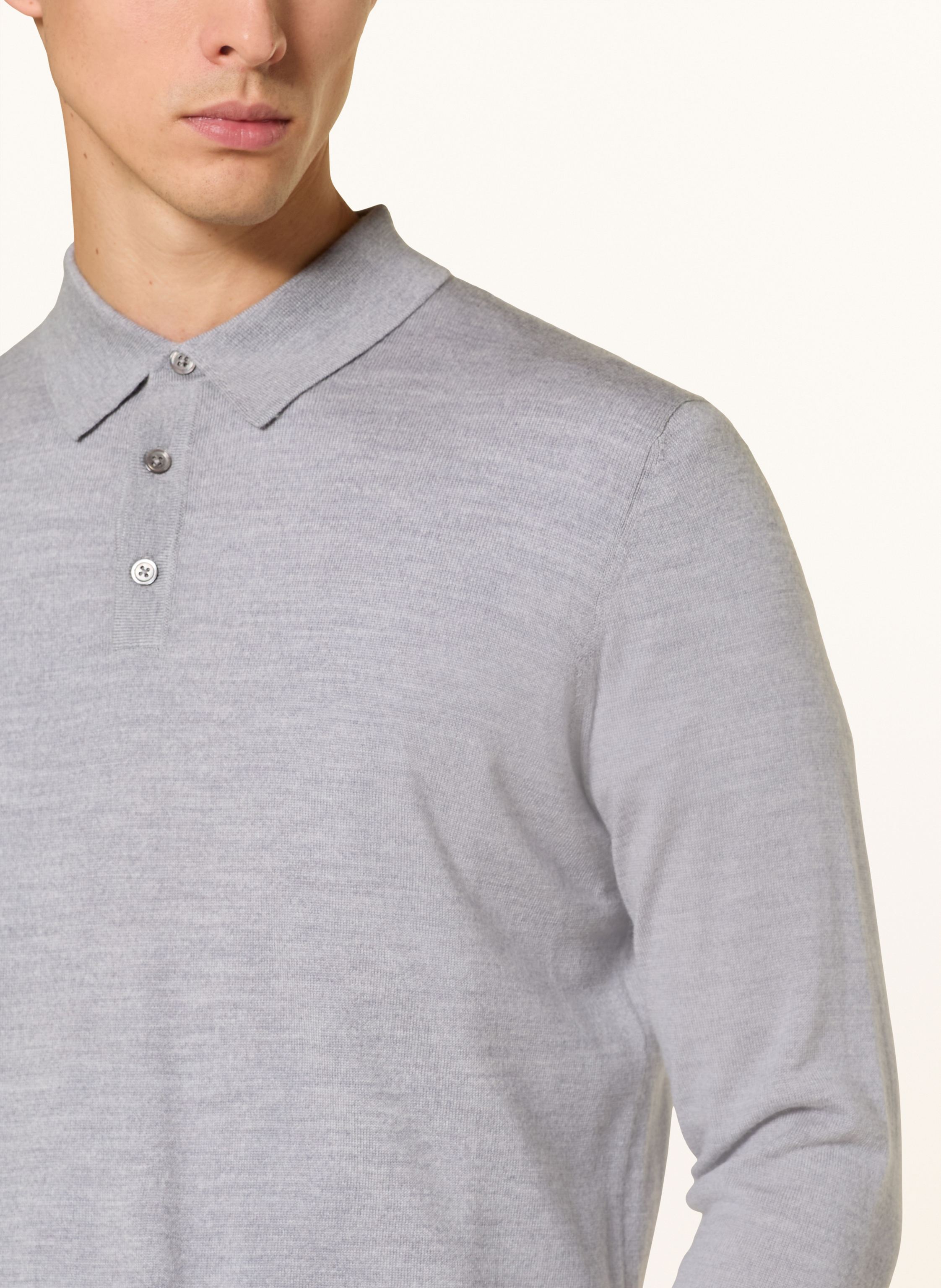 Thumbnail - Strokesman's Strick-Poloshirt Aus Merinowolle grau