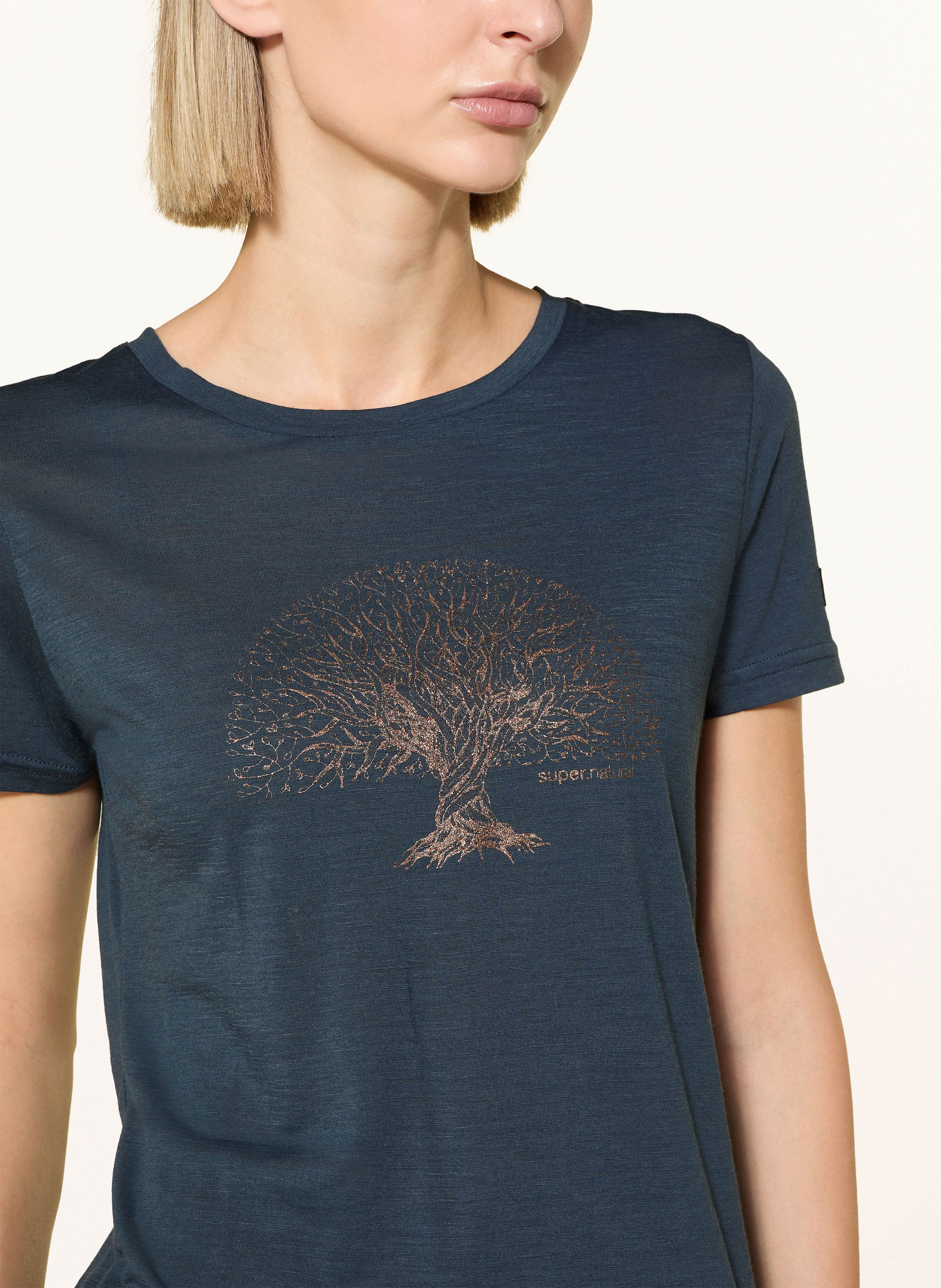 Thumbnail - Super.Natural T-Shirt Tree Of Knowledge Mit Merinowolle blau