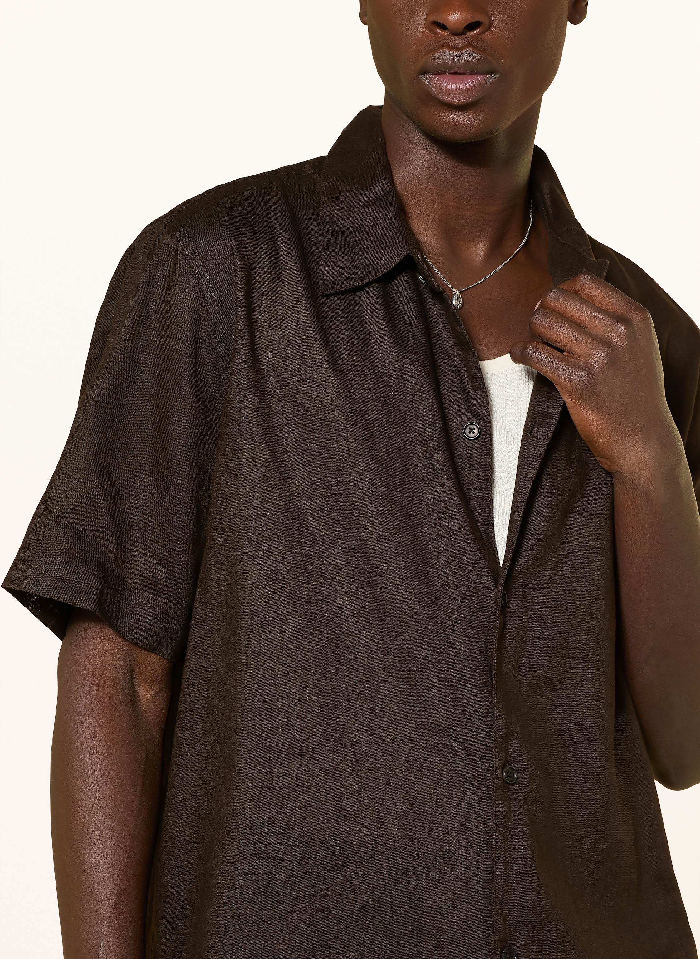 Thumbnail - Drykorn Kurzarm-Hemd Meryn Comfort Fit Aus Leinen braun