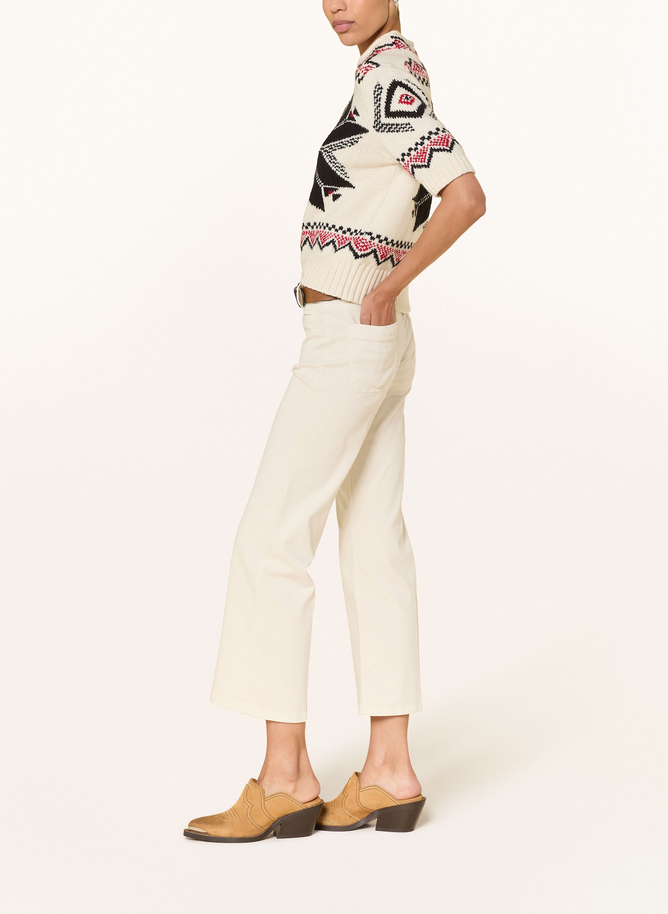 Thumbnail - Cambio Cropped Jeans Tess beige