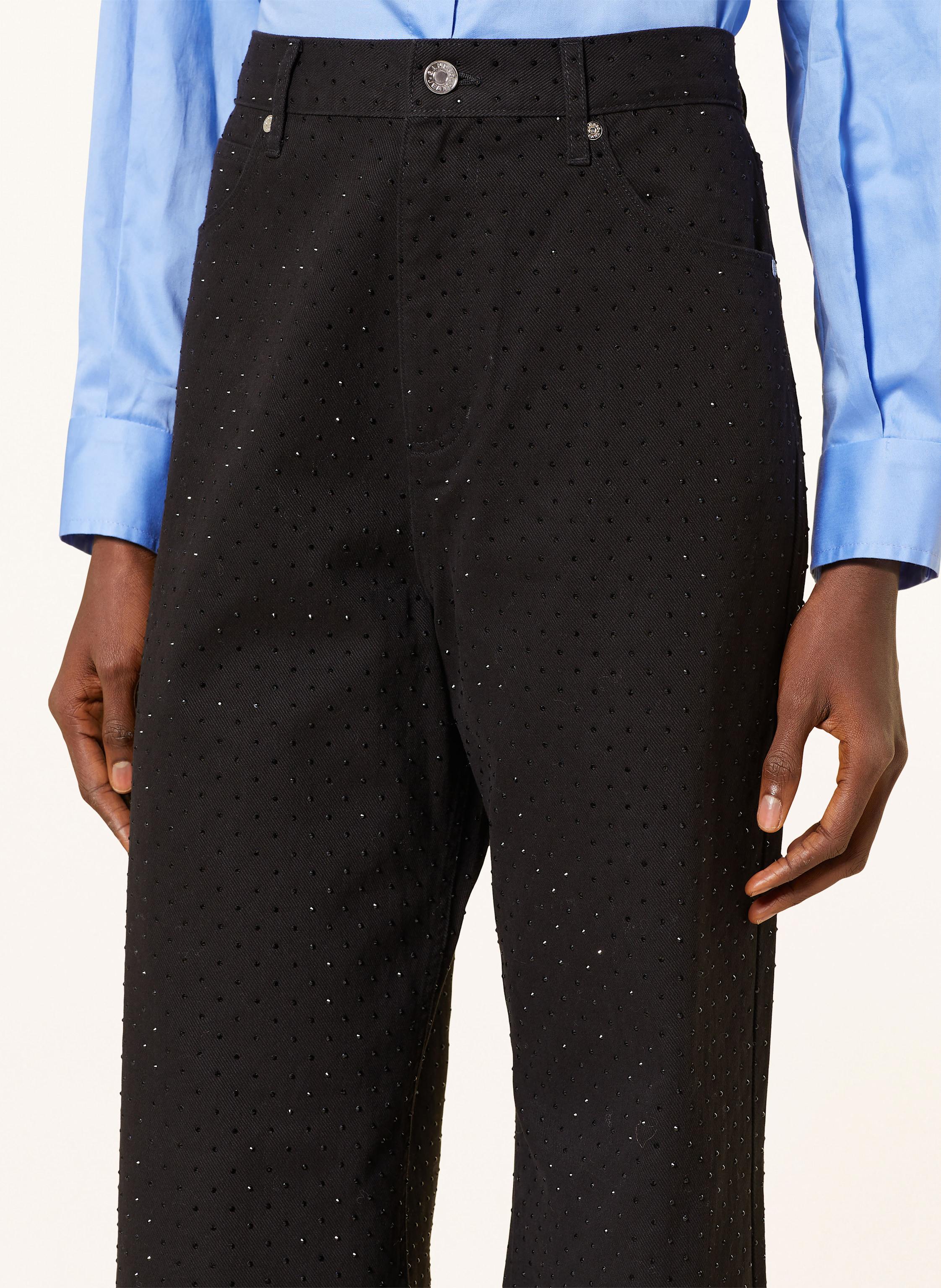 Thumbnail - Sandro Wide Leg Jeans Mit Schmucksteinen schwarz