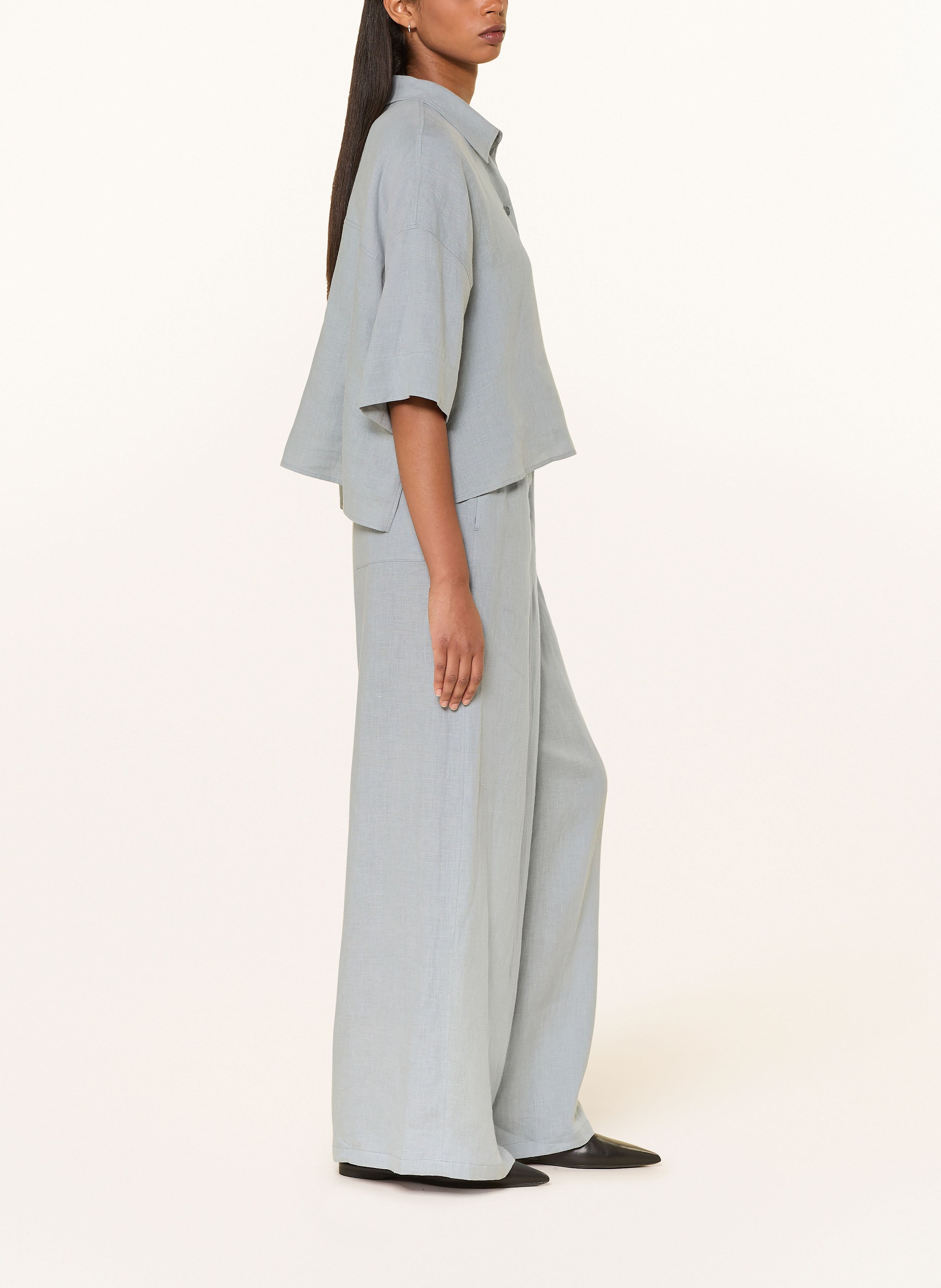 Thumbnail - Drykorn Marlenehose Dwindle Aus Leinen blau