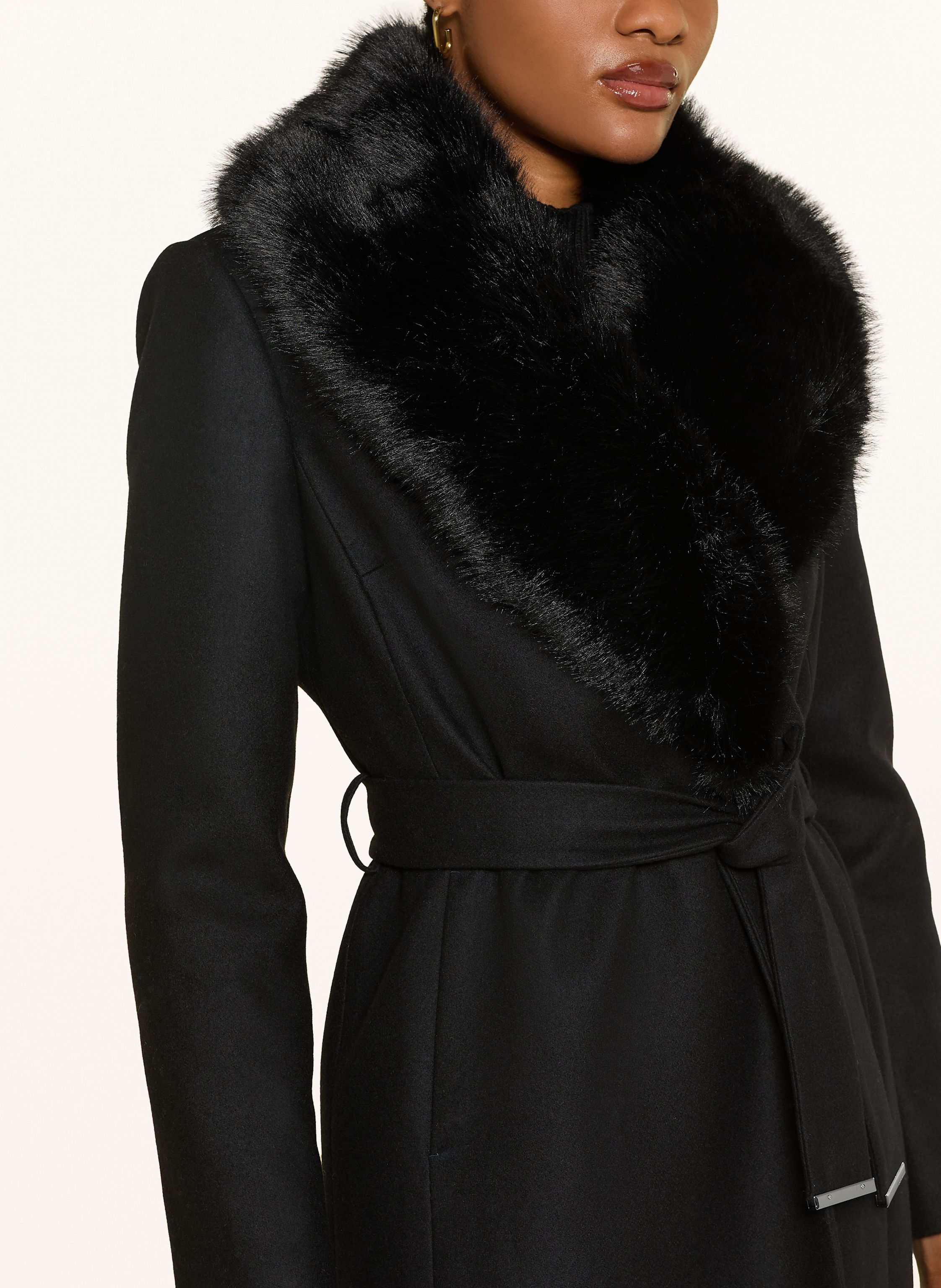 Thumbnail - Ted Baker Mantel Musea Mit Kunstfell schwarz