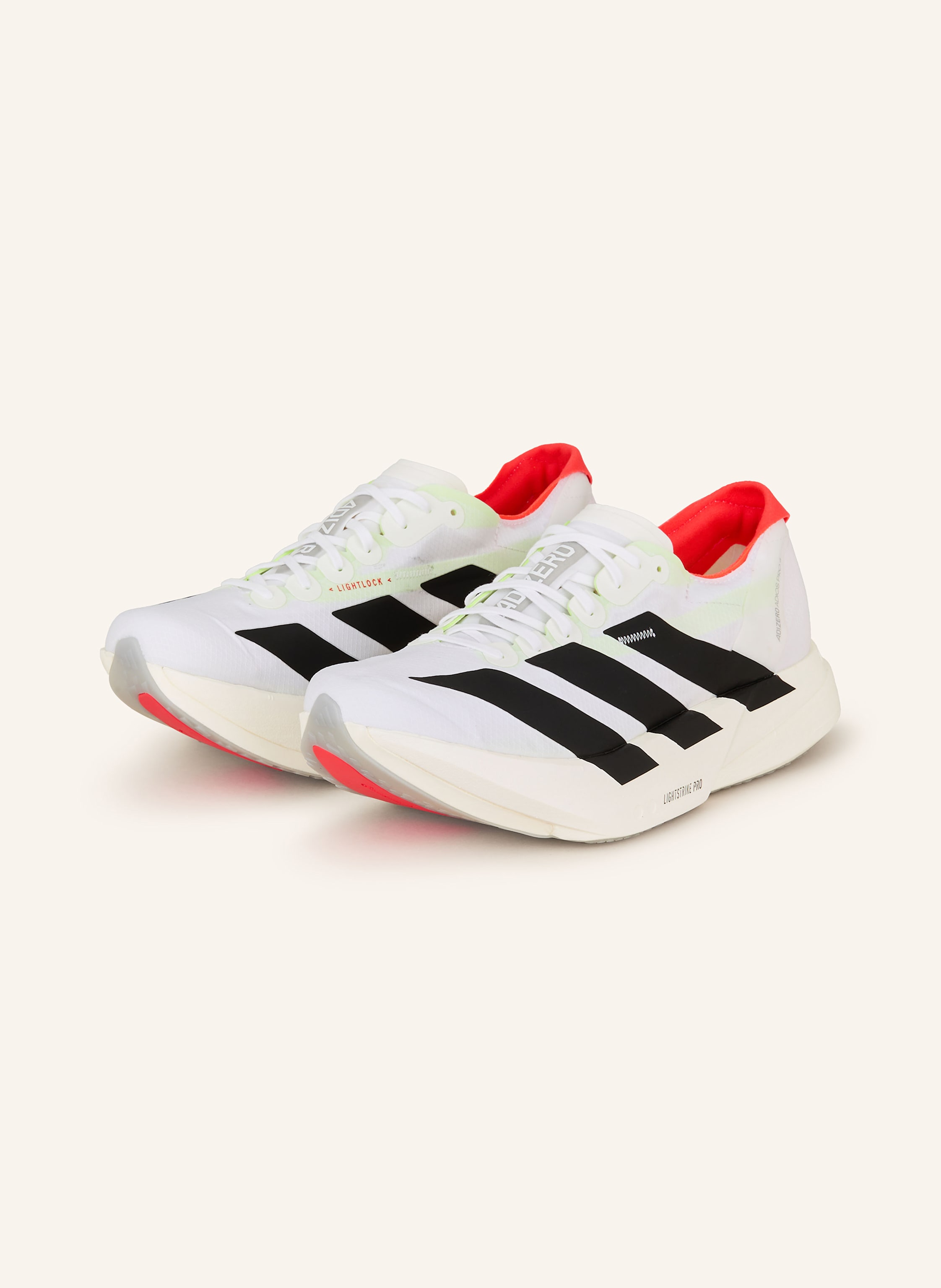 adidas ADIZERO ADIOS PRO 4 running shoes in white/ black