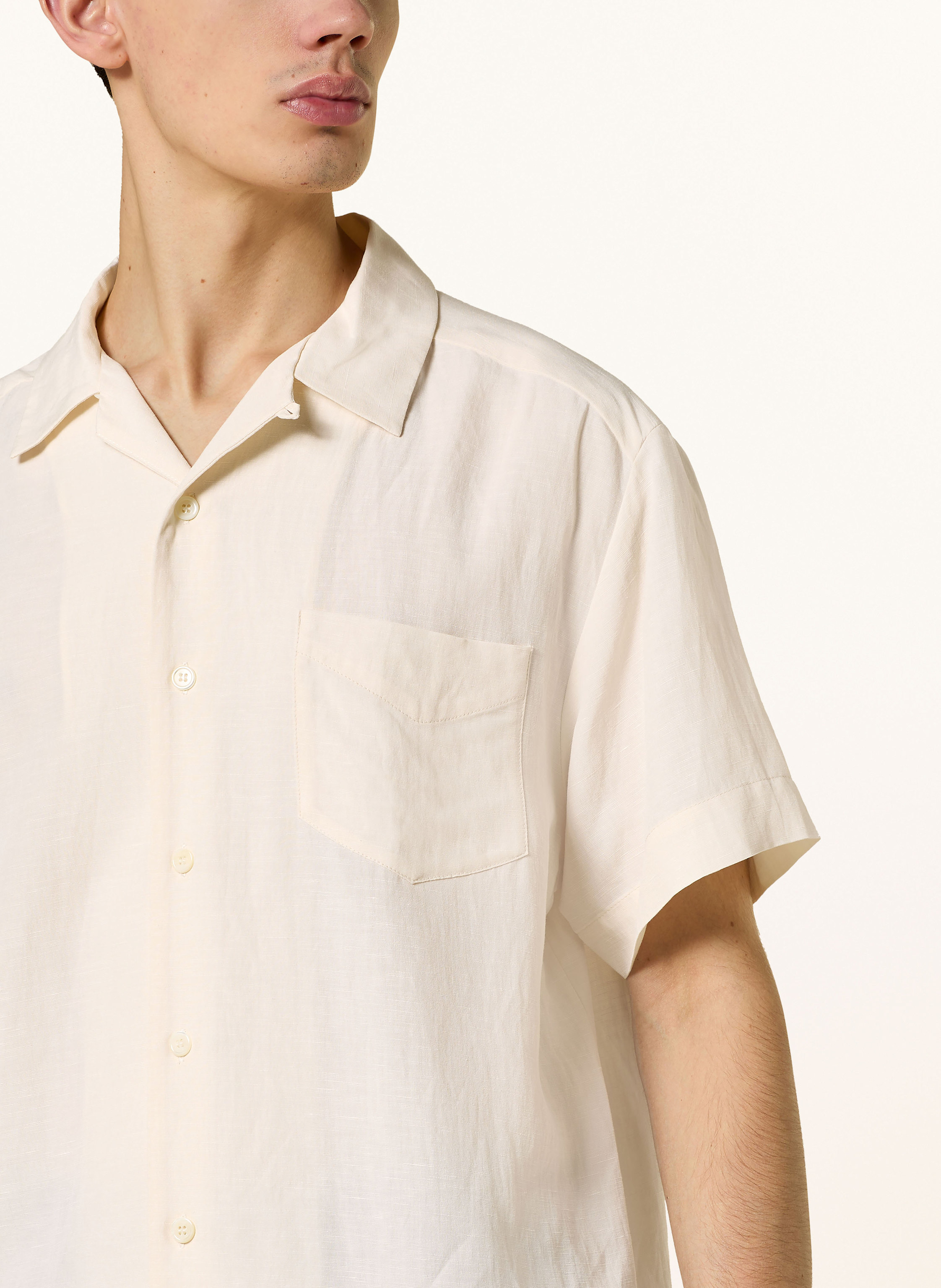 Thumbnail - A.P.C. Kurzarm-Hemd Roy Comfort Fit Mit Leinen weiss