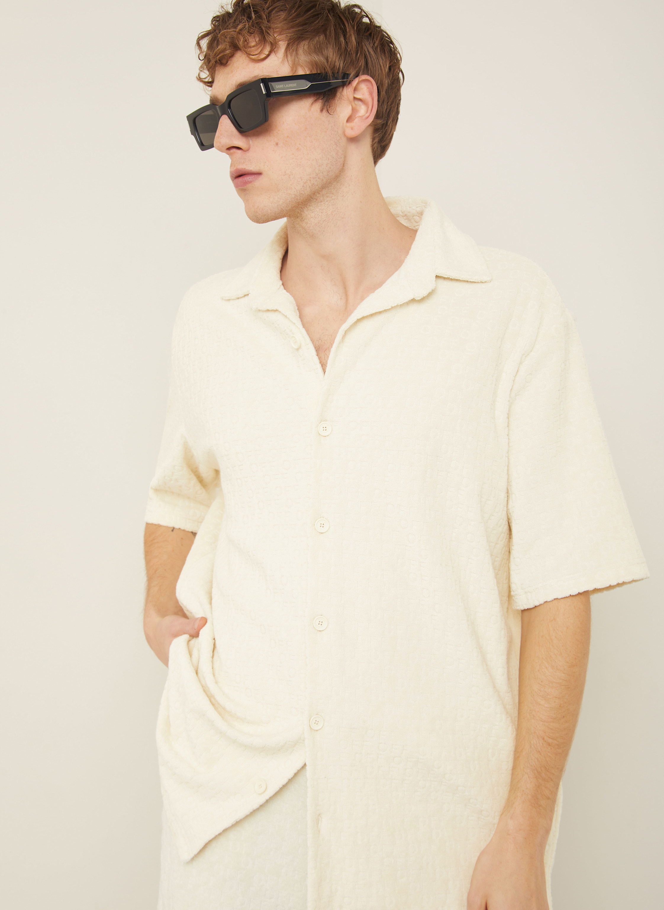 Thumbnail - Off-White Resorthemd Comfort Fit Aus Frottee weiss