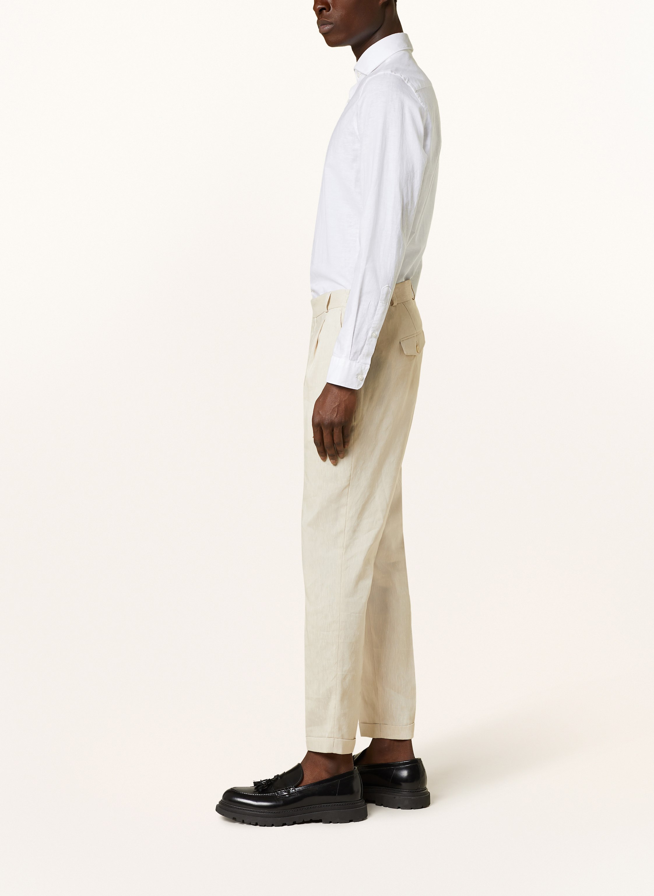 Thumbnail - Paul Anzughose Extra Slim Fit Mit Leinen beige