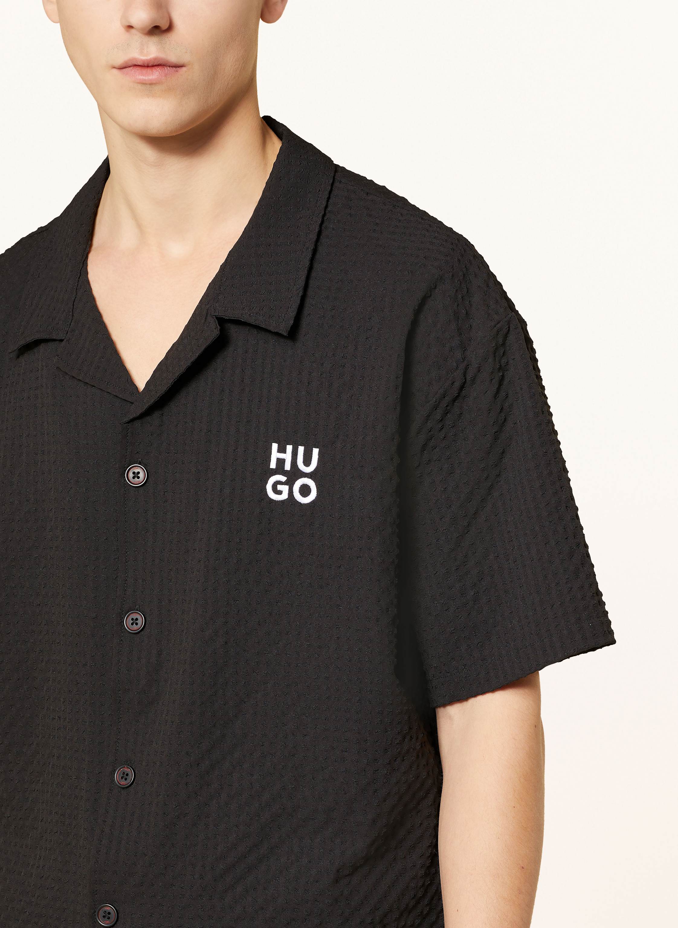Thumbnail - Hugo Resorthemd Chaffle Comfort Fit schwarz
