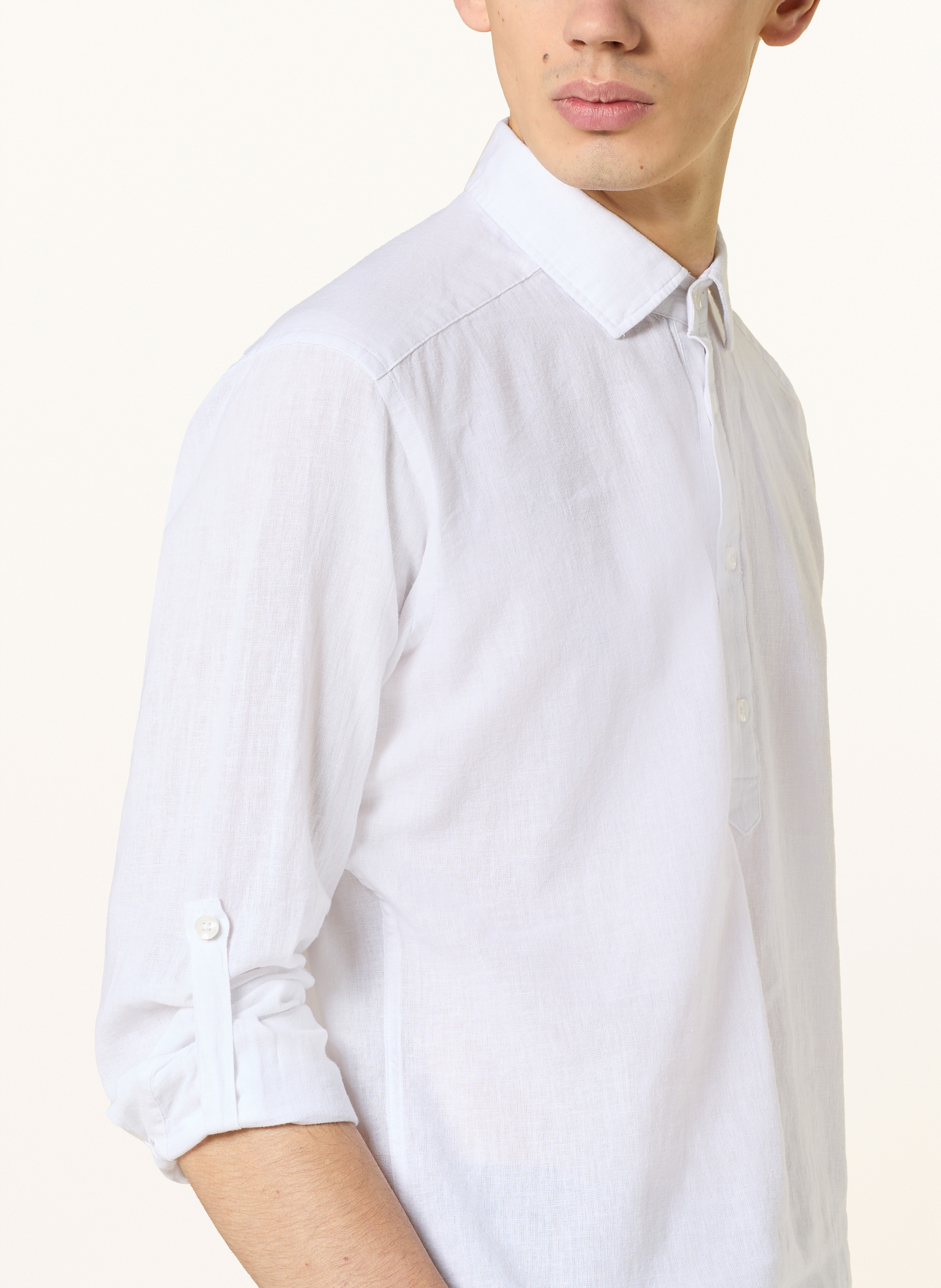Thumbnail - Strokesman's Hemd Regular Fit Mit Leinen weiss