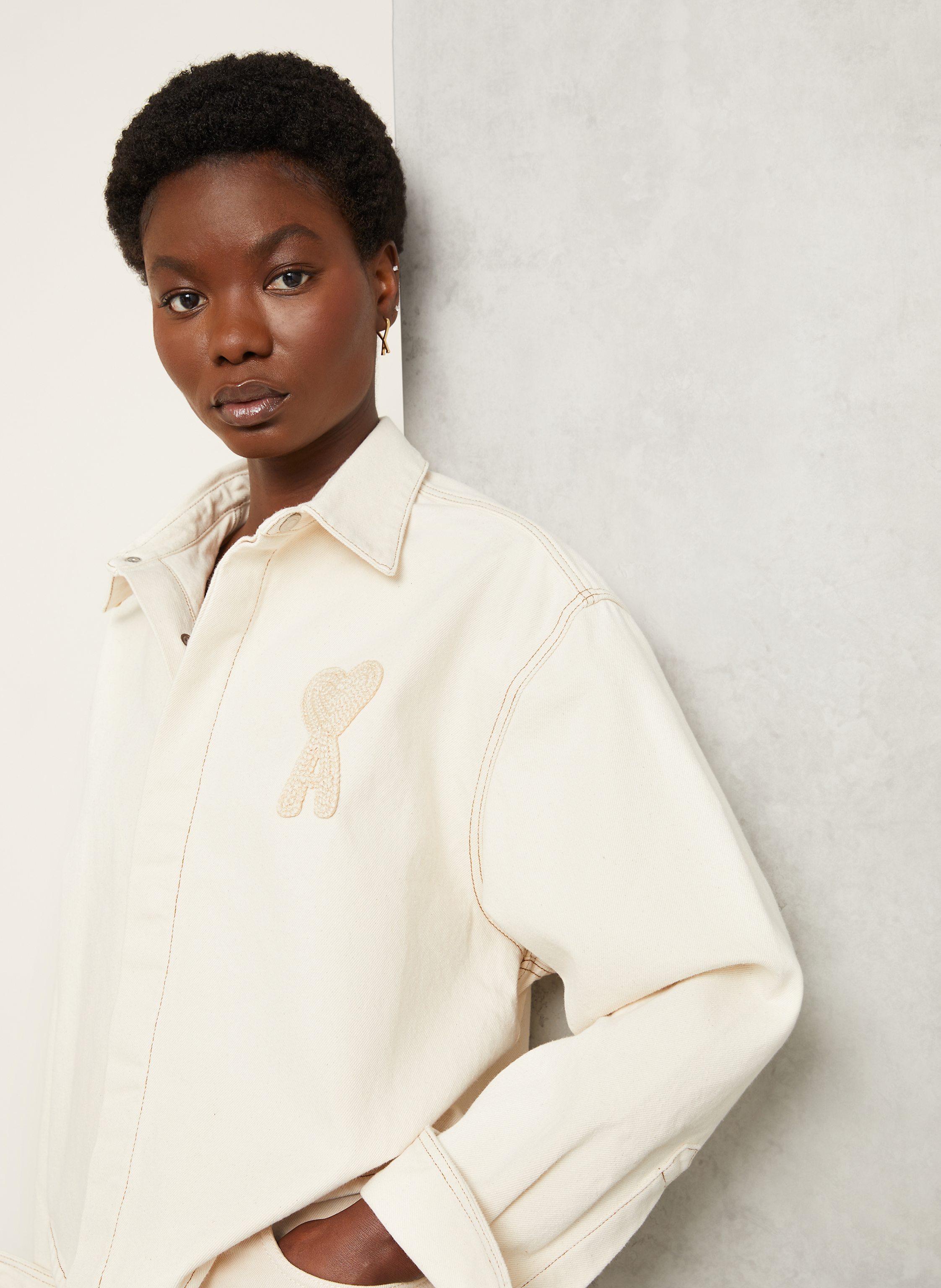 Thumbnail - Ami Paris Jeansbluse beige