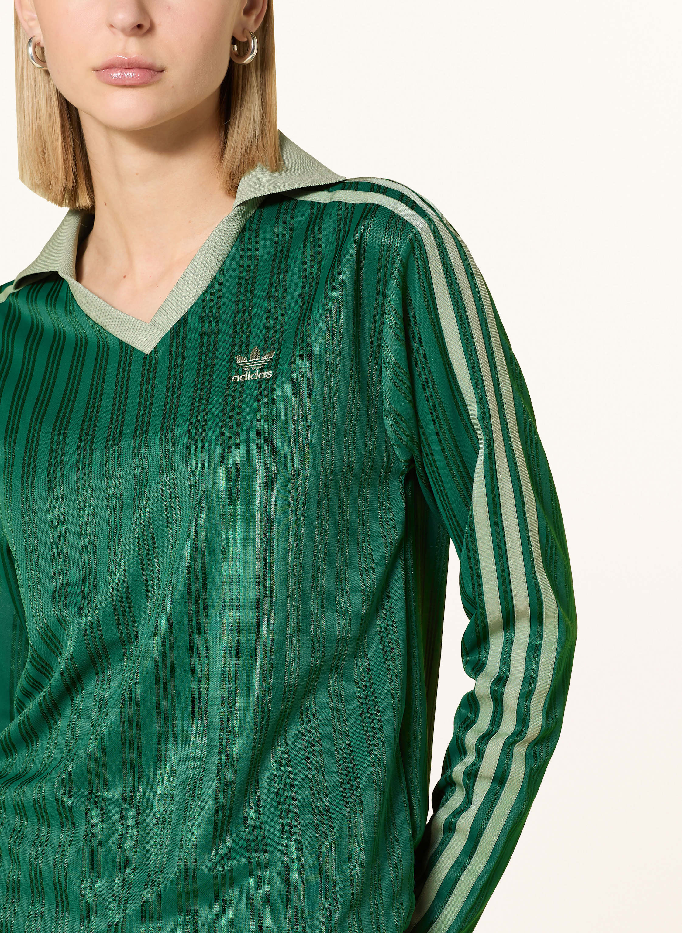 Thumbnail - Adidas Originals Longsleeve Adicolor Football Jacquard V-Neck gruen