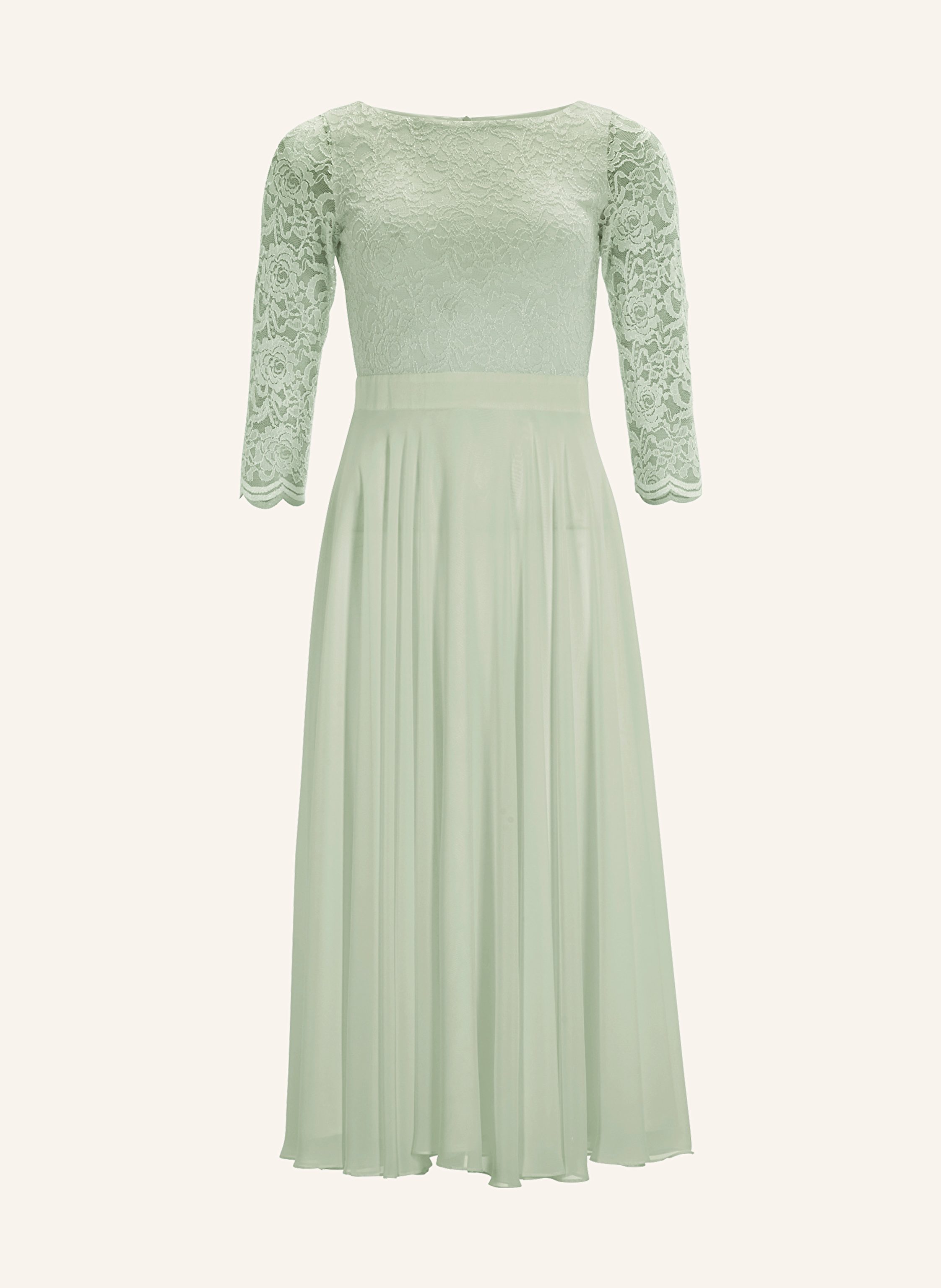 SWING Cocktail dress with lace trim in light green