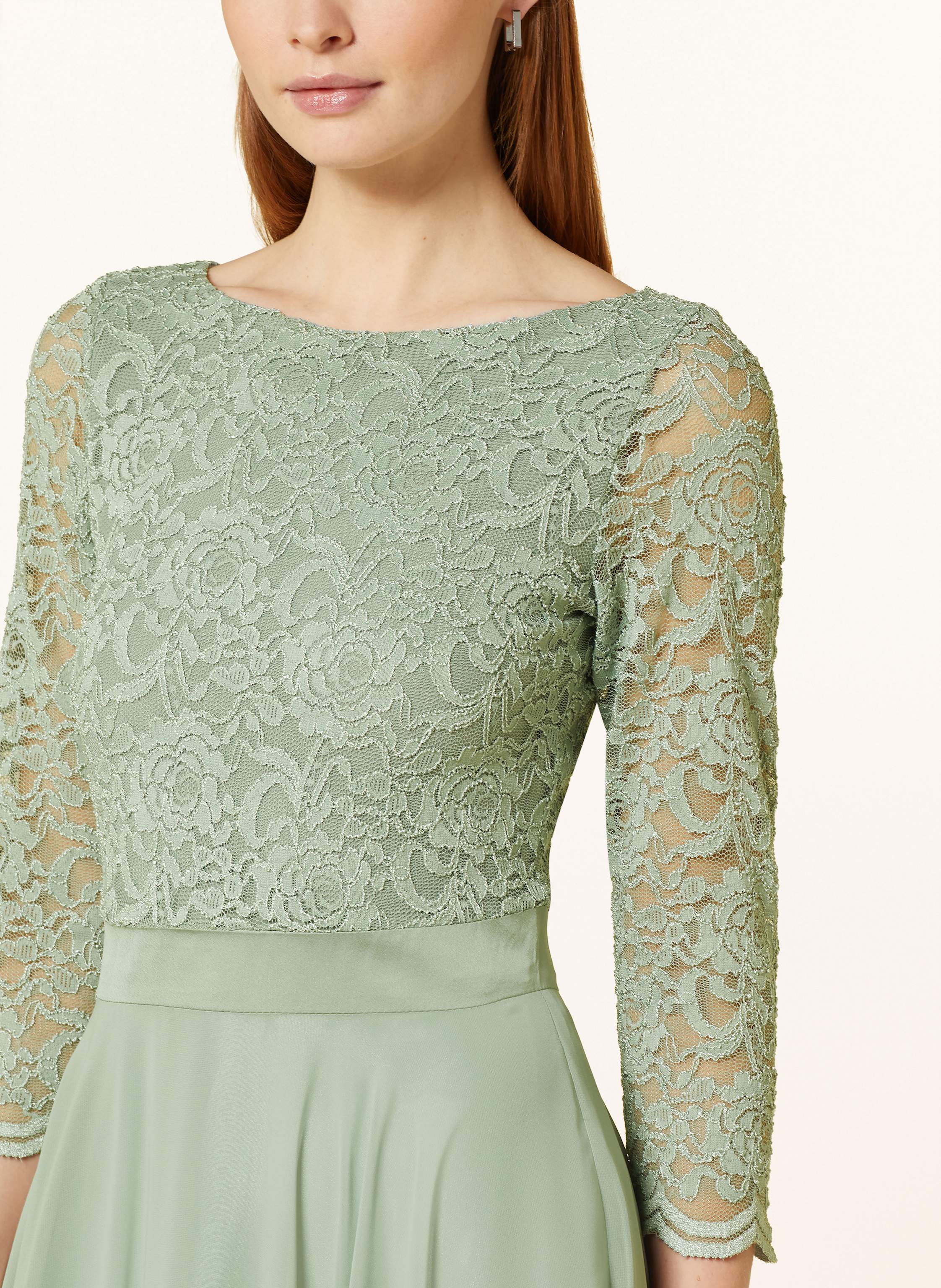 Thumbnail - Swing Cocktailkleid Mit Spitzenbesatz gruen