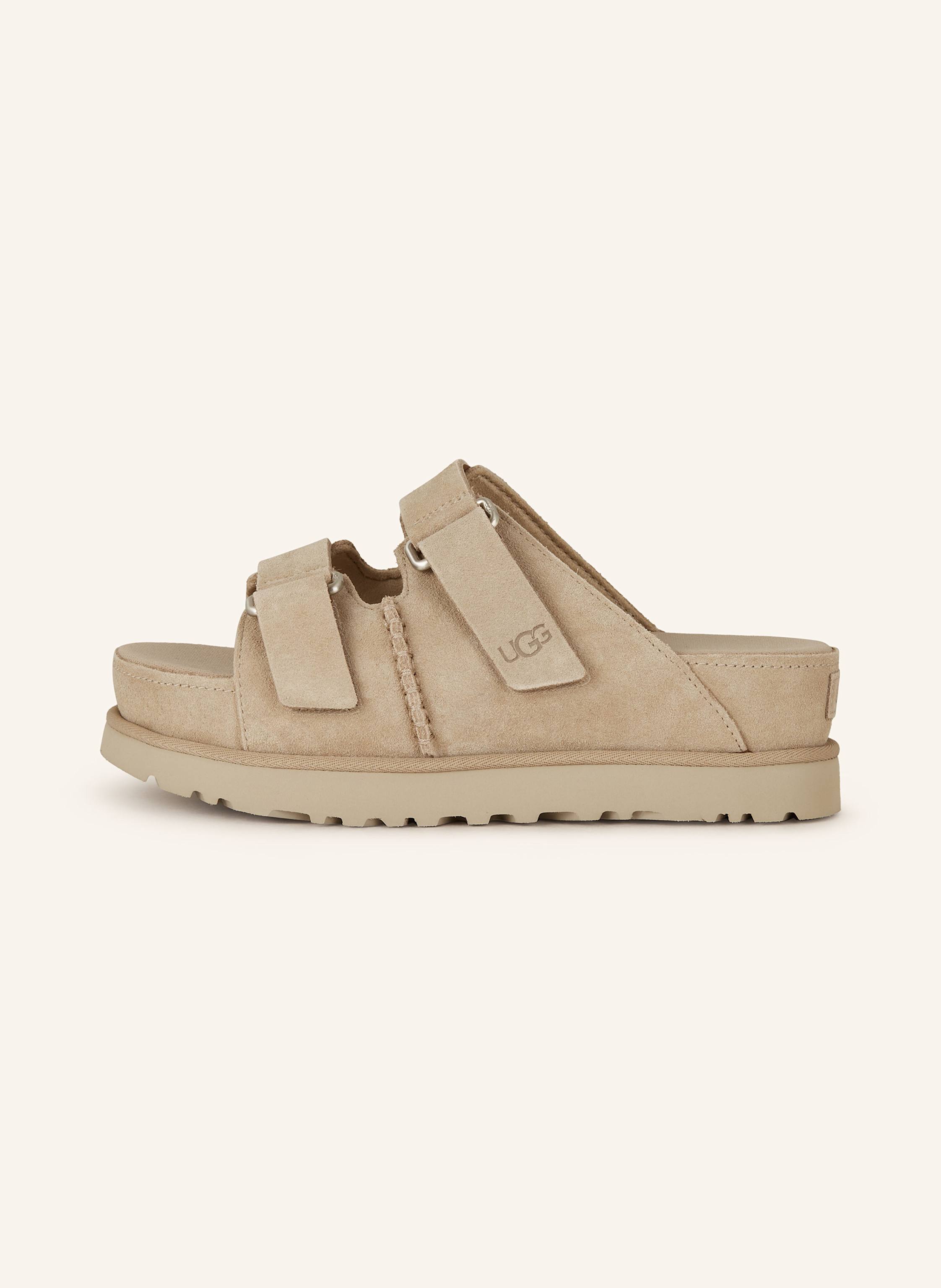 Thumbnail - Ugg Plateau-Pantoletten Goldenstar Hi Slide beige