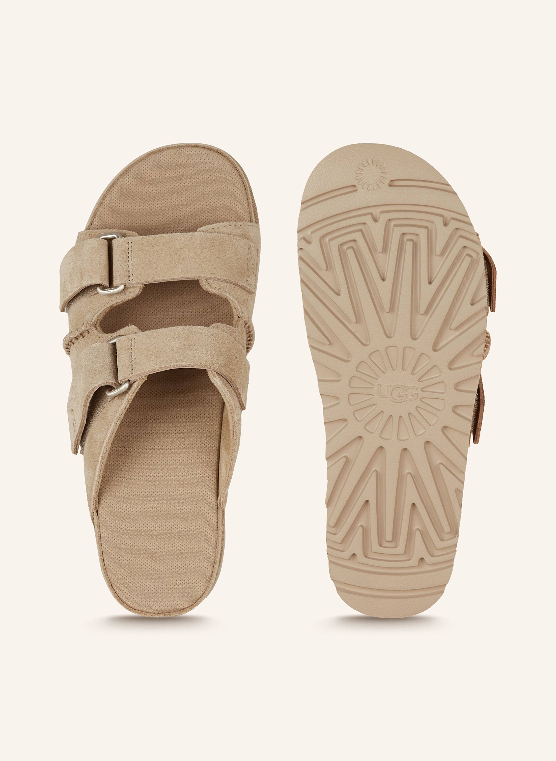 Thumbnail - Ugg Plateau-Pantoletten Goldenstar Hi Slide beige