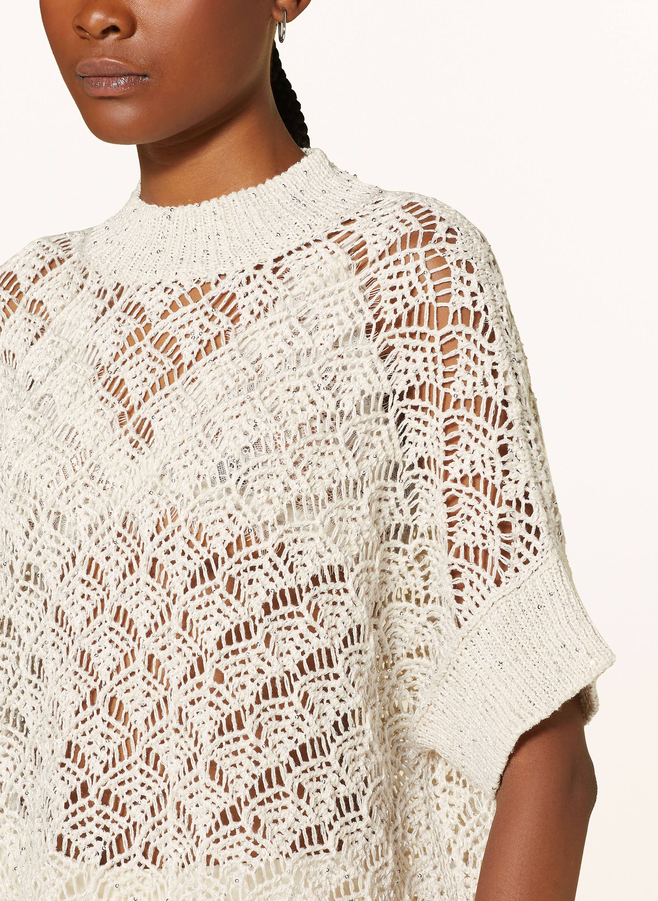 Thumbnail - Antonelli Firenze Strickshirt Dumbo Mit Leinen Und Pailletten weiss