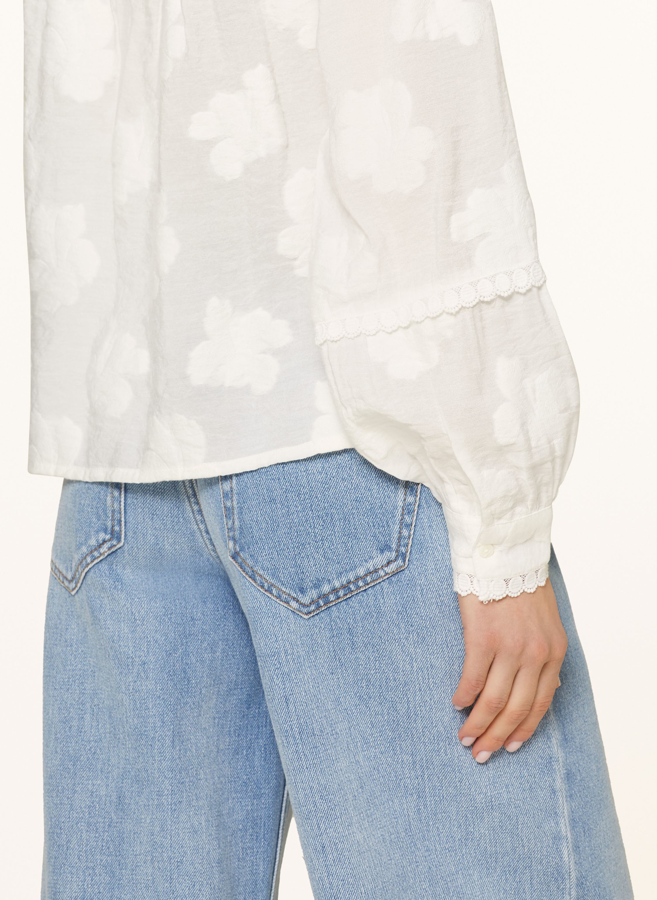 Thumbnail - Rouge Vila Bluse Mit Spitze weiss