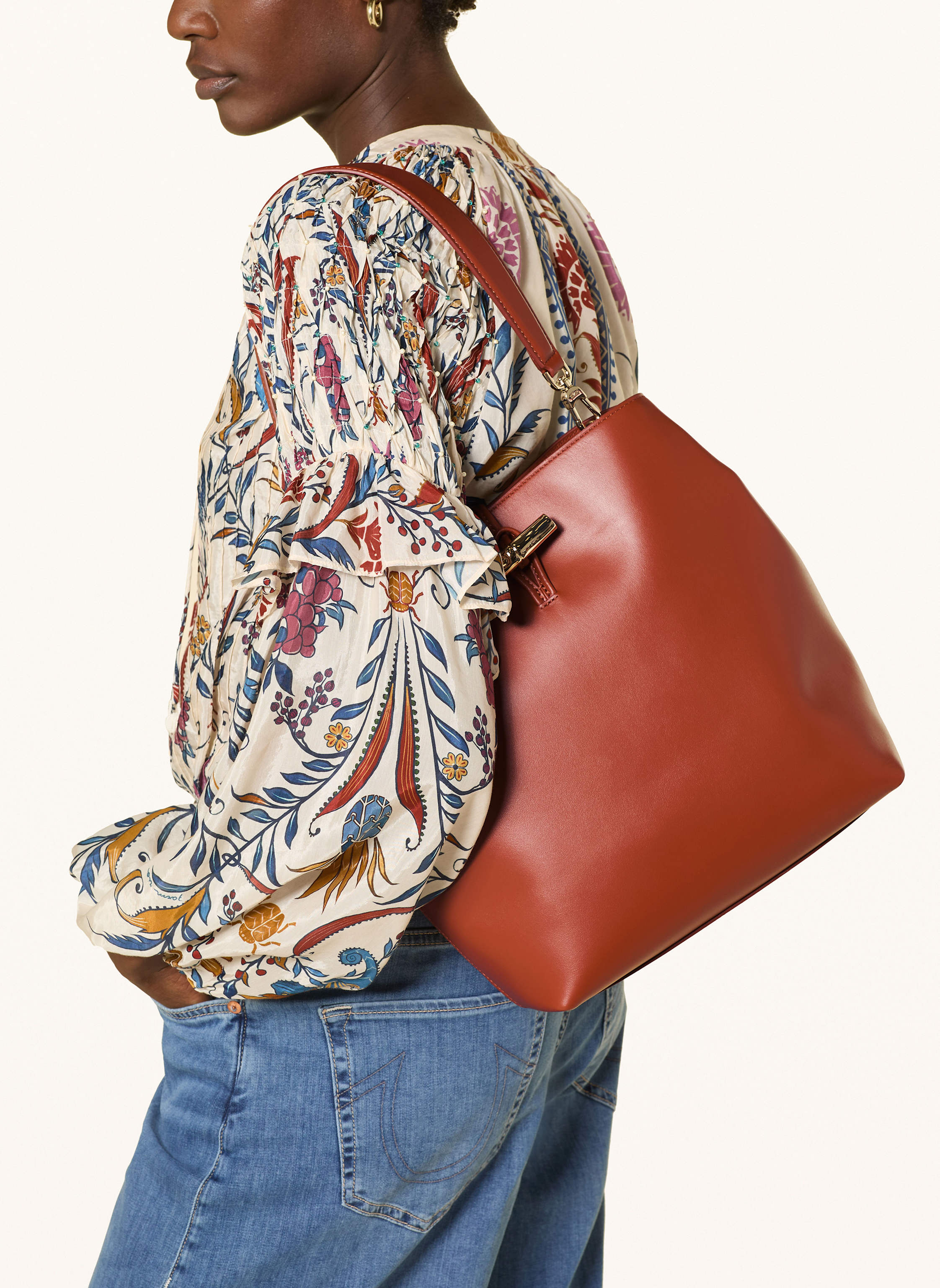 Thumbnail - Longchamp Handtasche Le Roseau Medium braun