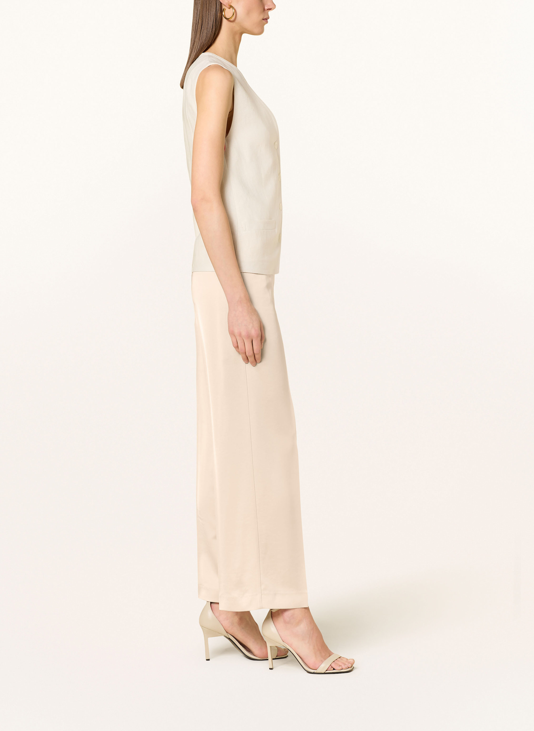 Thumbnail - Comma Marlenehose Aus Satin beige