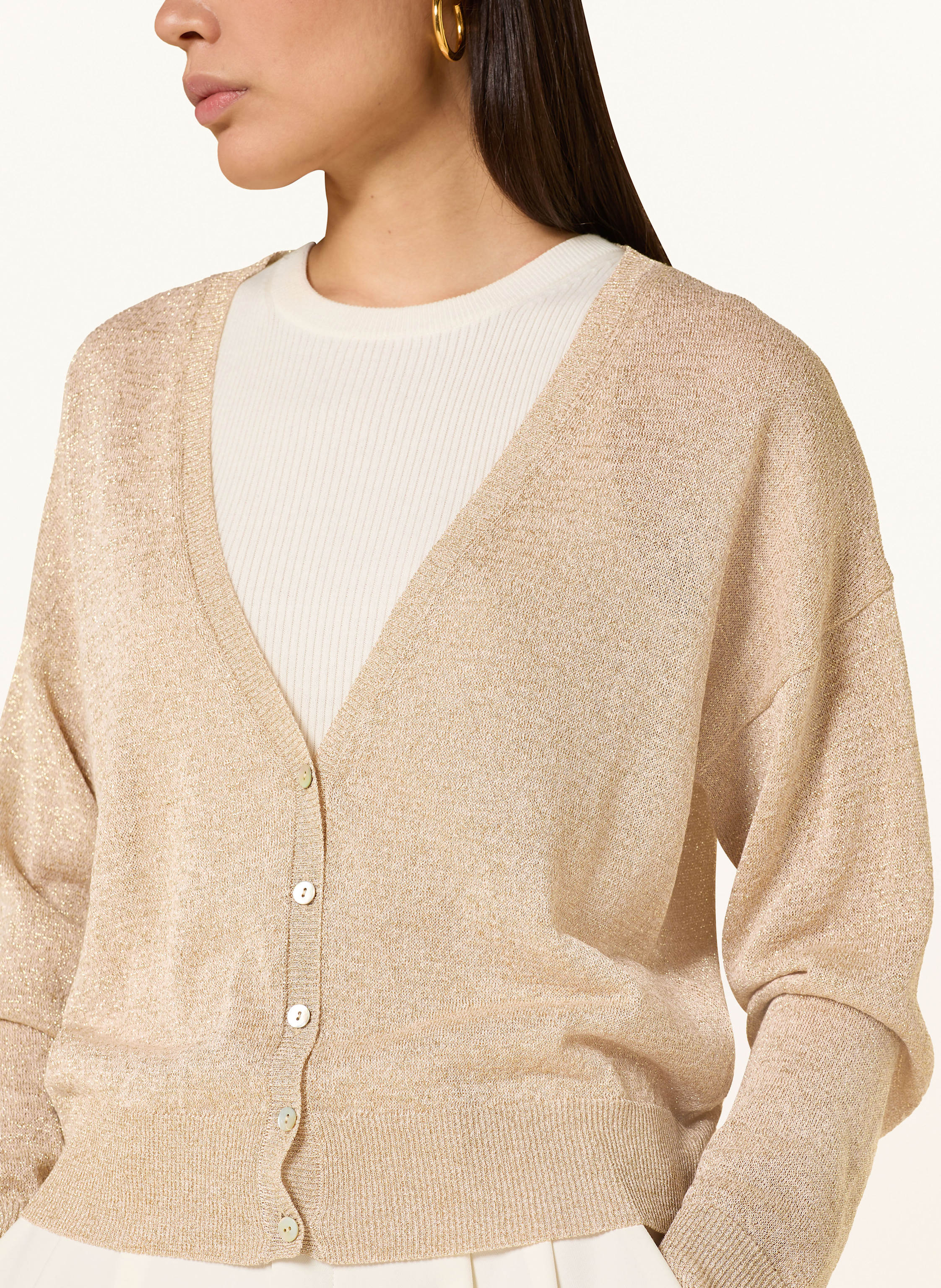 Thumbnail - Darling Harbour Strickjacke Mit Glitzergarn beige